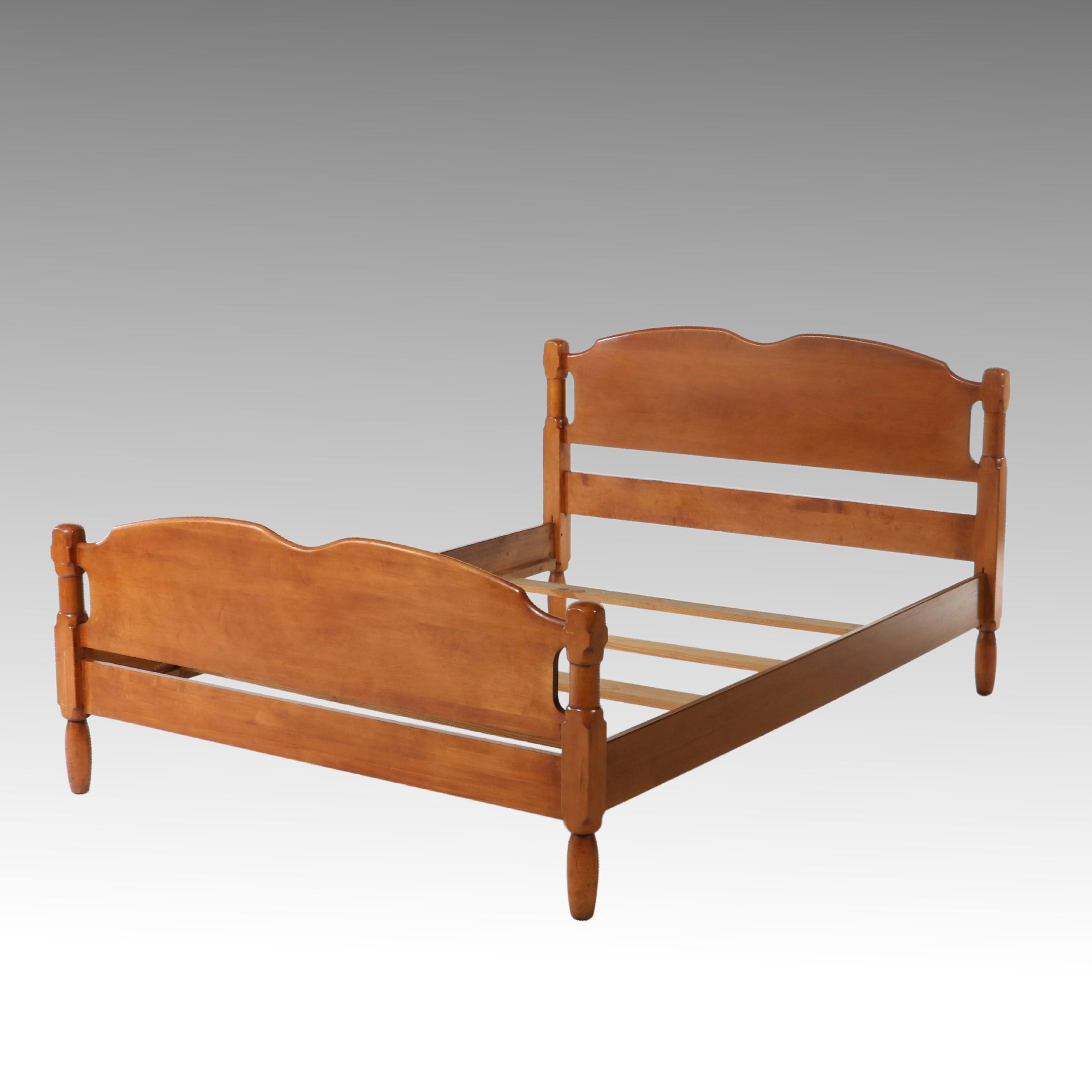 Willett Colonial Revival "Golden Beryl" Solid Maple Bed Frame, Circa 1950