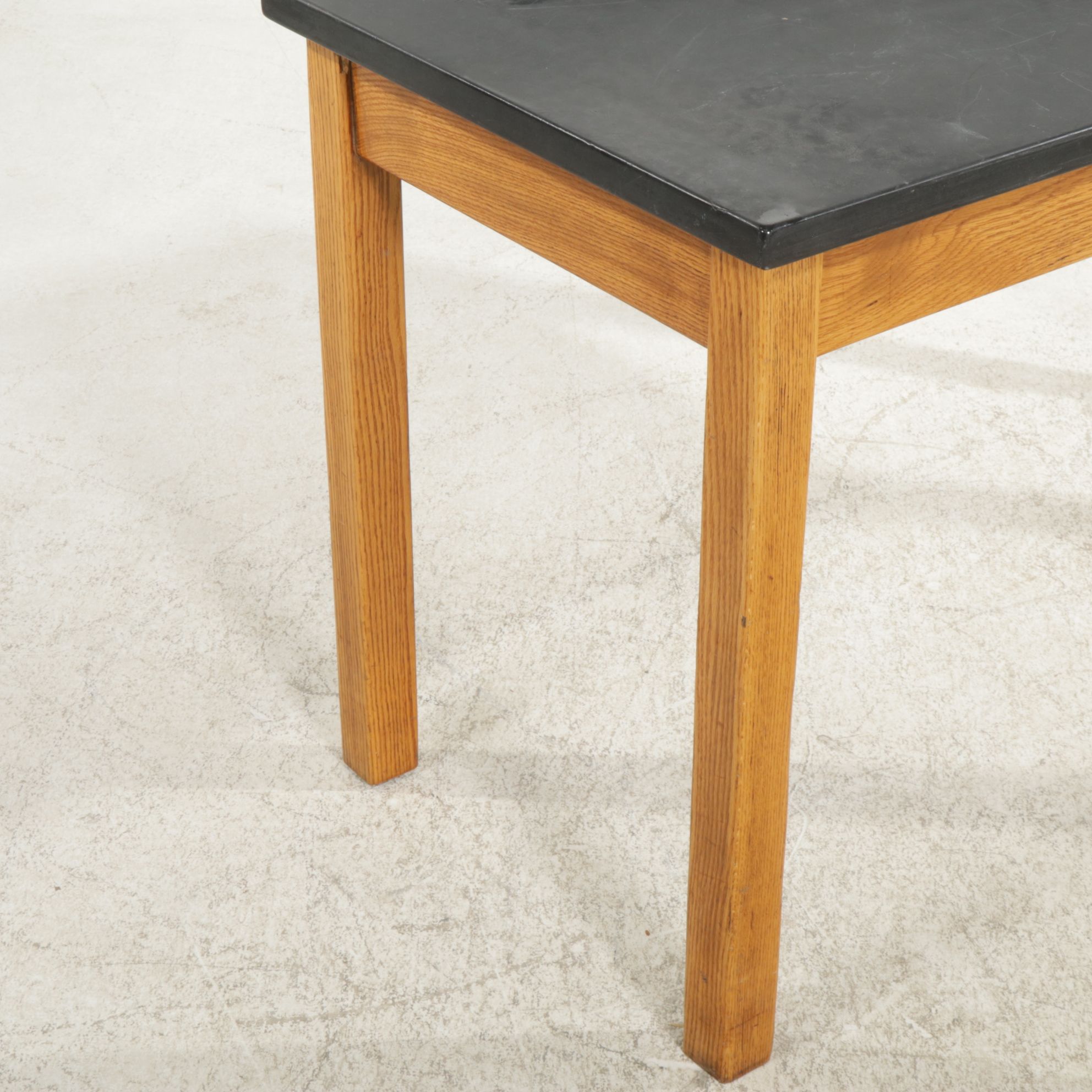 Oak Lab Table with Black Stone Top, Mid to Late 20th Century