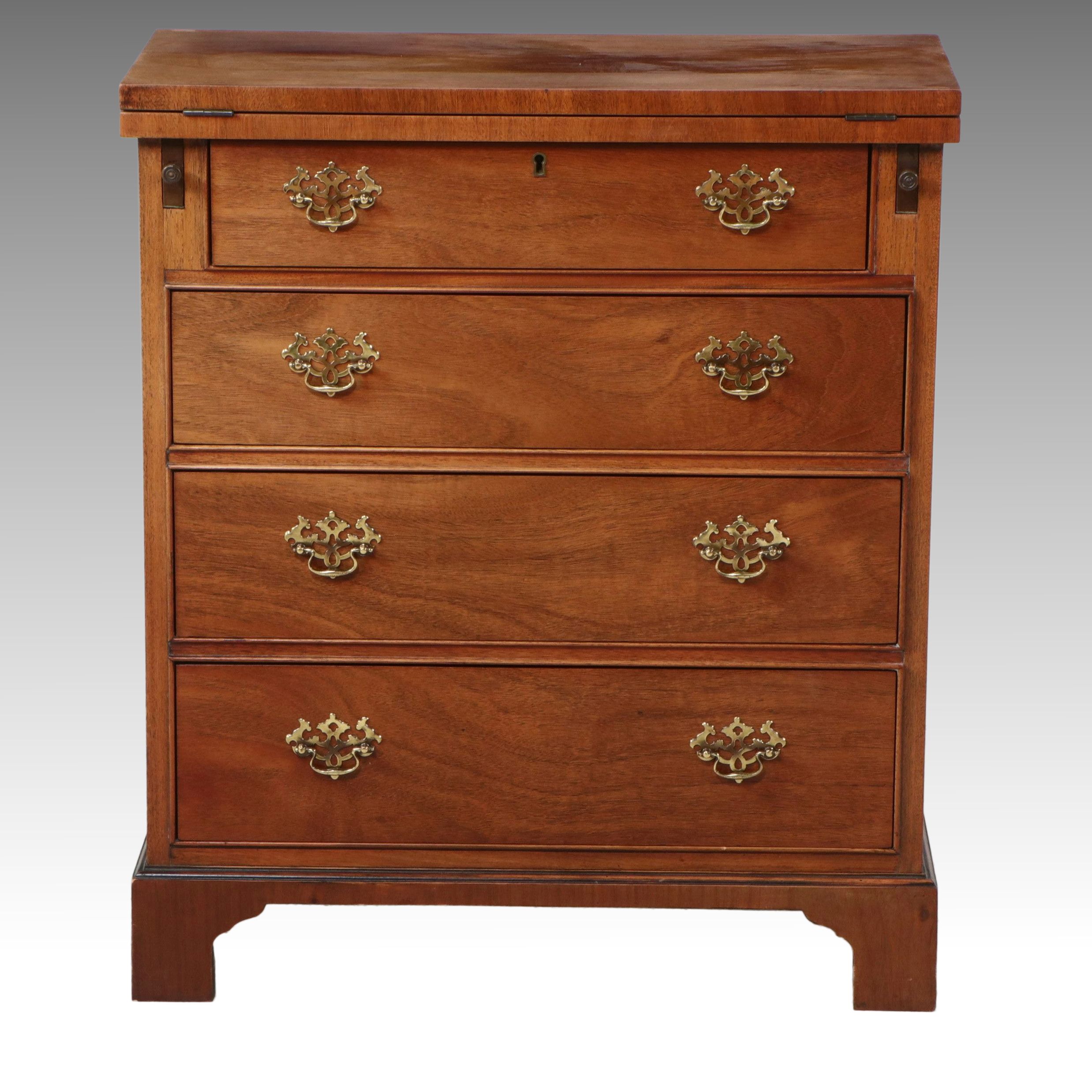 Chippendale Style Mahogany Bachelor's Chest with Flip-Top, Circa 1940-1950