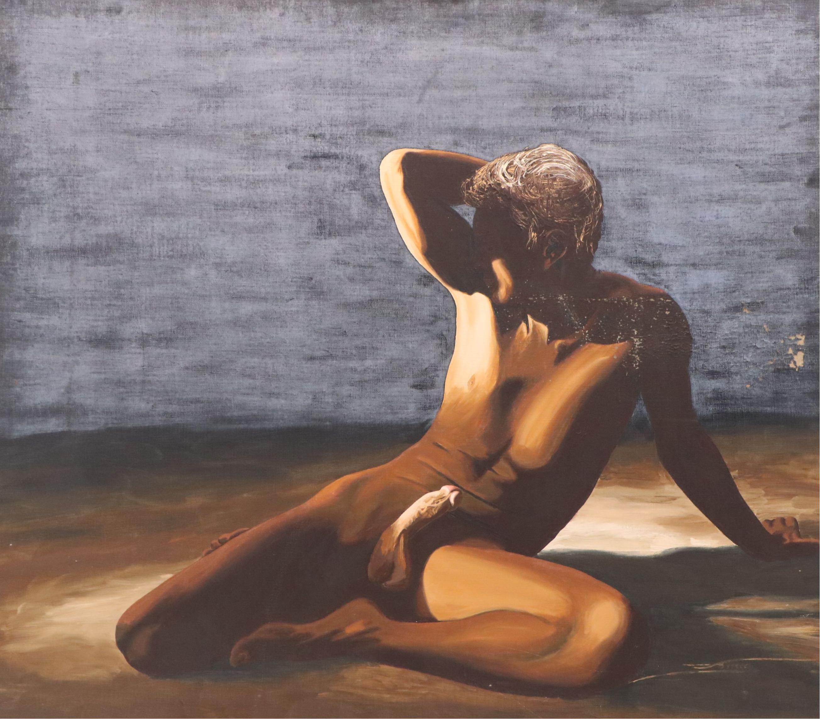 Oil Painting of Male Nude, Mid to Late 20th Century