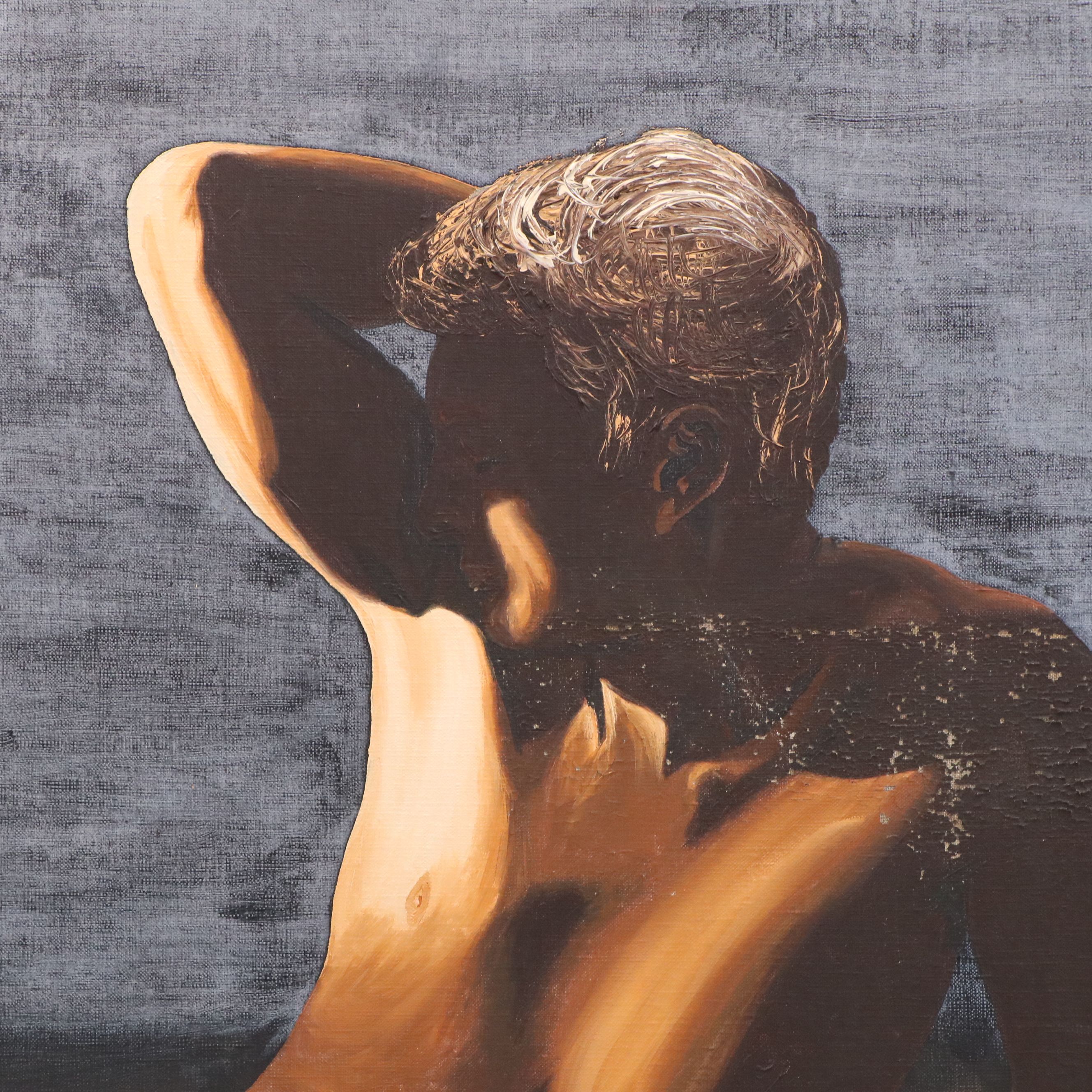 Oil Painting of Male Nude, Mid to Late 20th Century