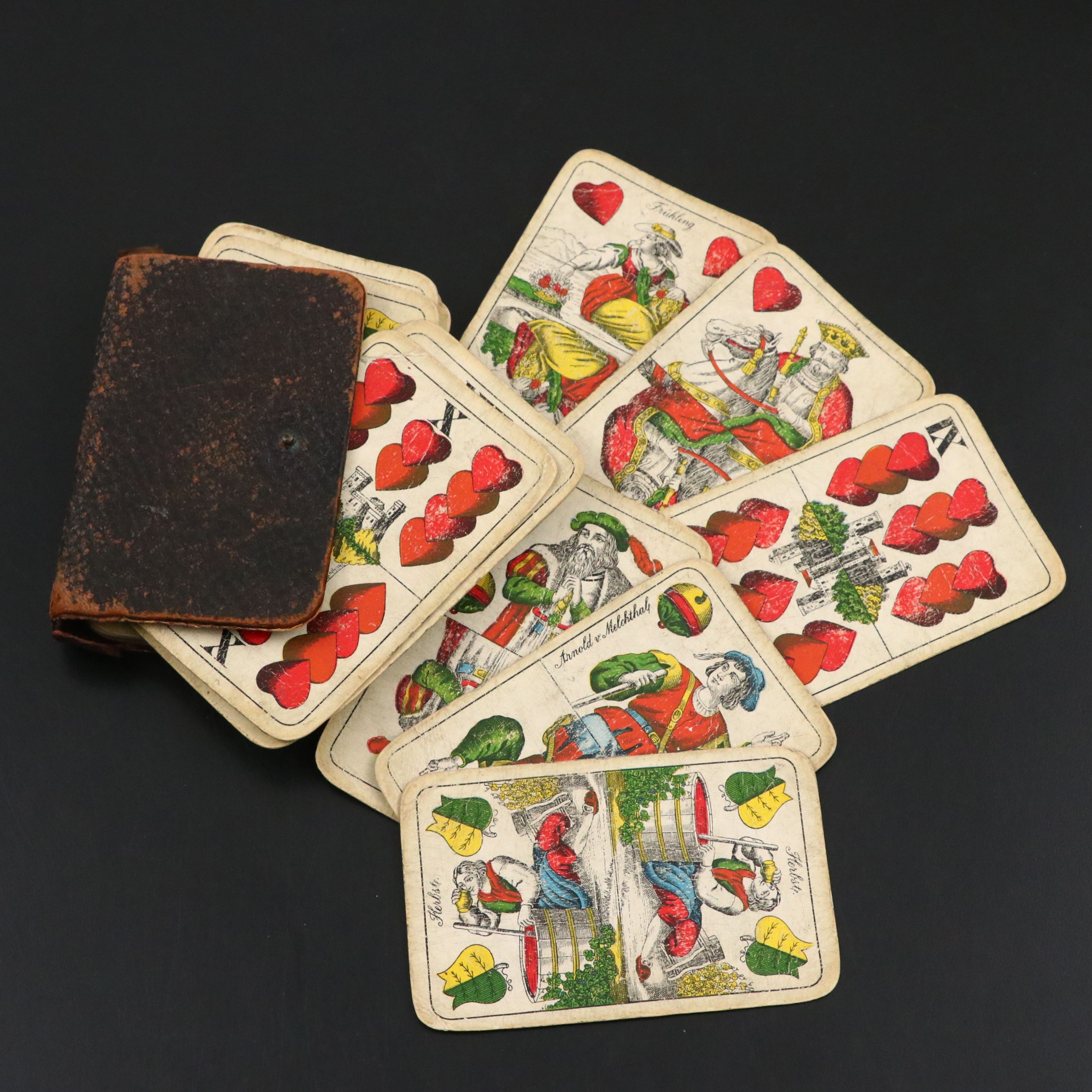 Antique Hungarian Playing Card Co. Playing Cards in Leather Case, Early 20th C.