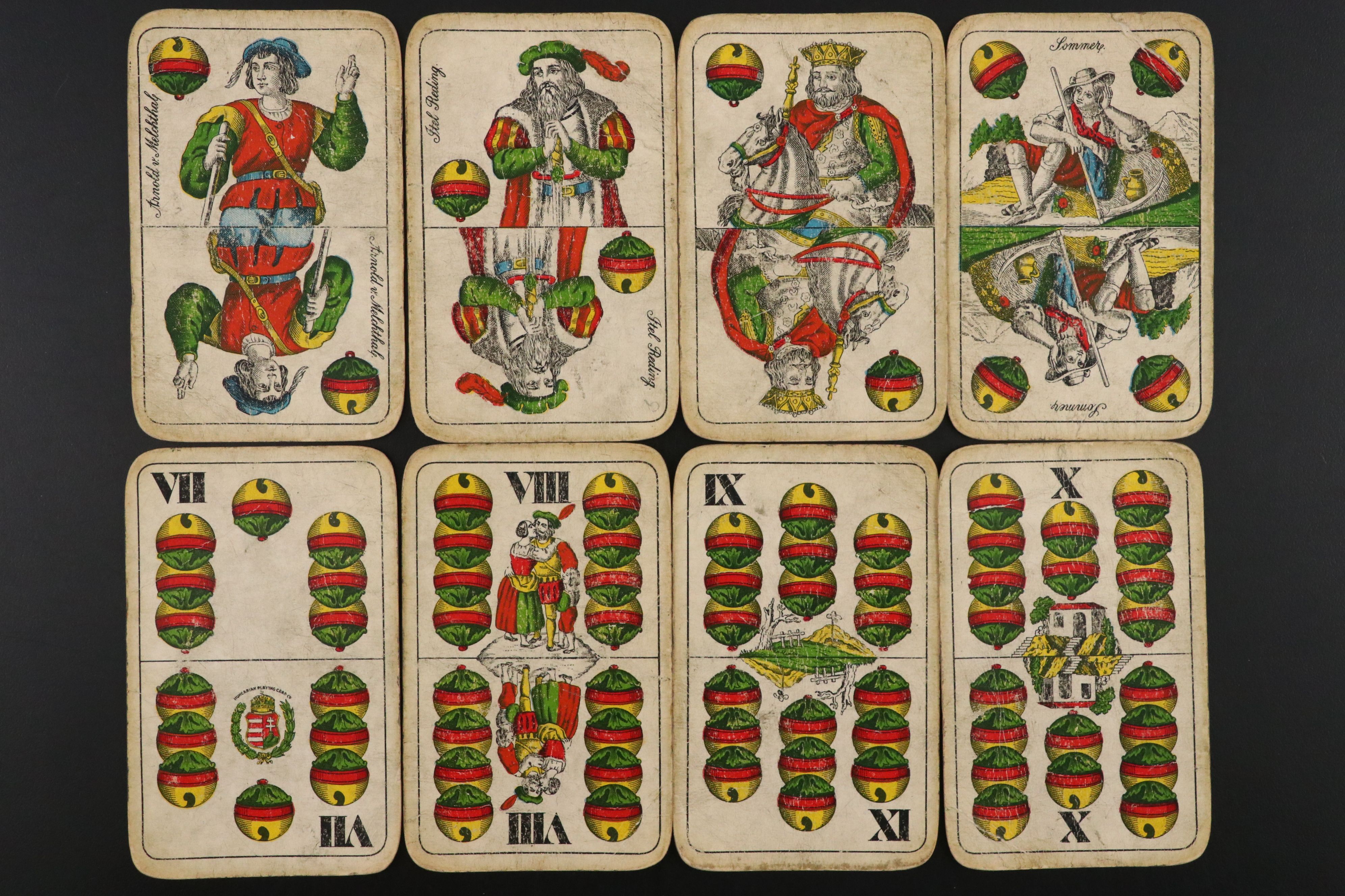 Antique Hungarian Playing Card Co. Playing Cards in Leather Case, Early 20th C.