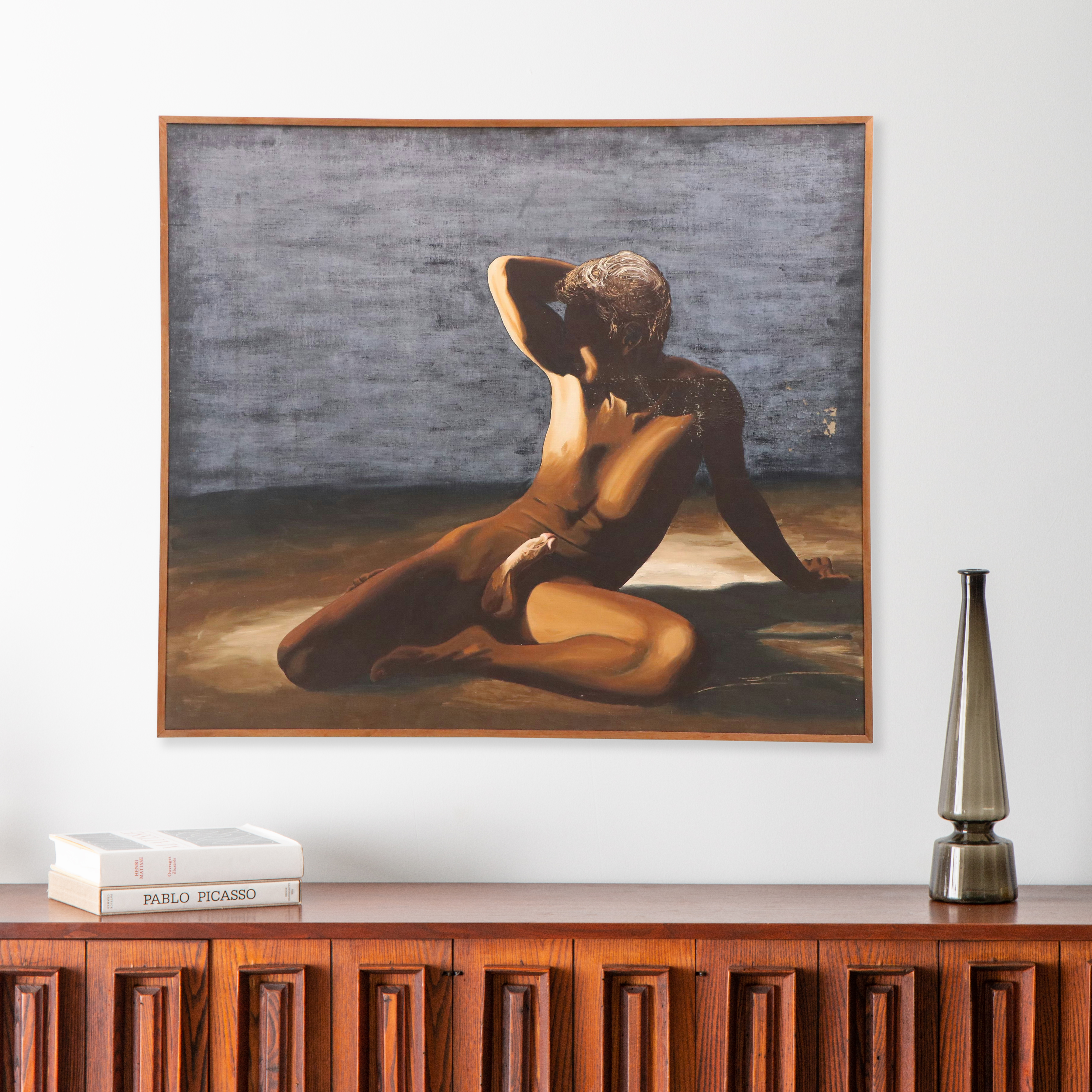 Oil Painting of Male Nude, Mid to Late 20th Century