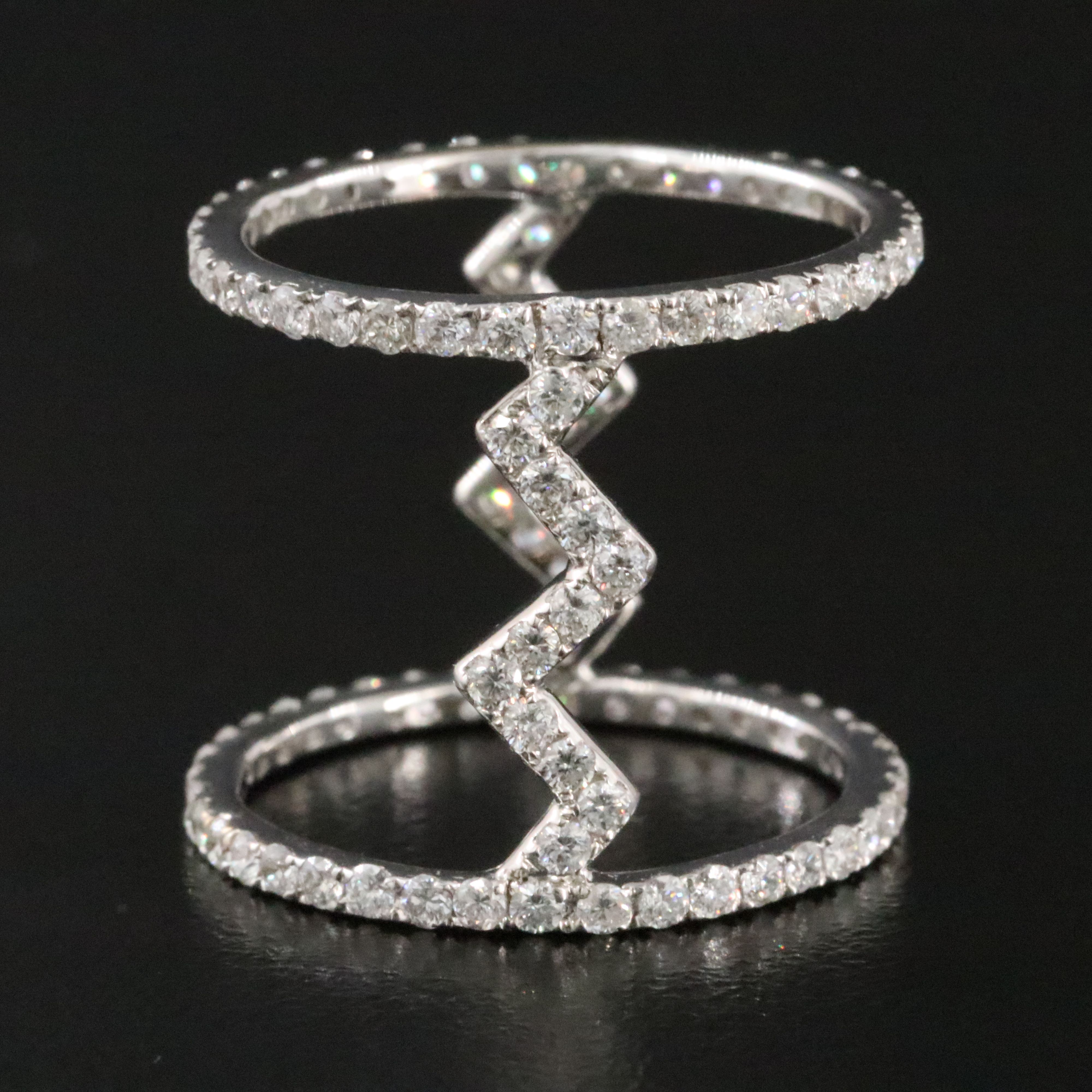 18K 1.56 CTW Diamond Spaced Eternity Bands with Lightning Detail
