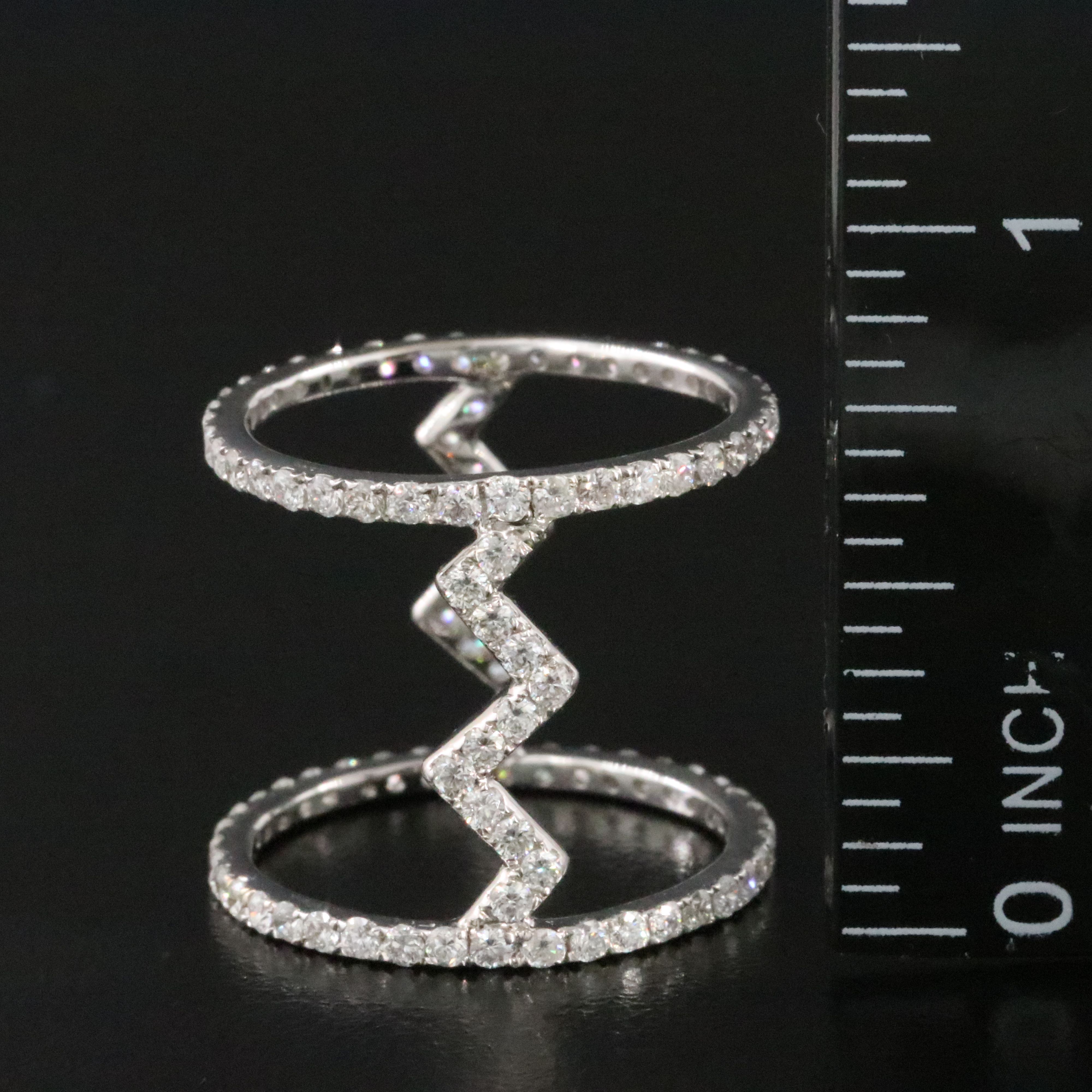18K 1.56 CTW Diamond Spaced Eternity Bands with Lightning Detail