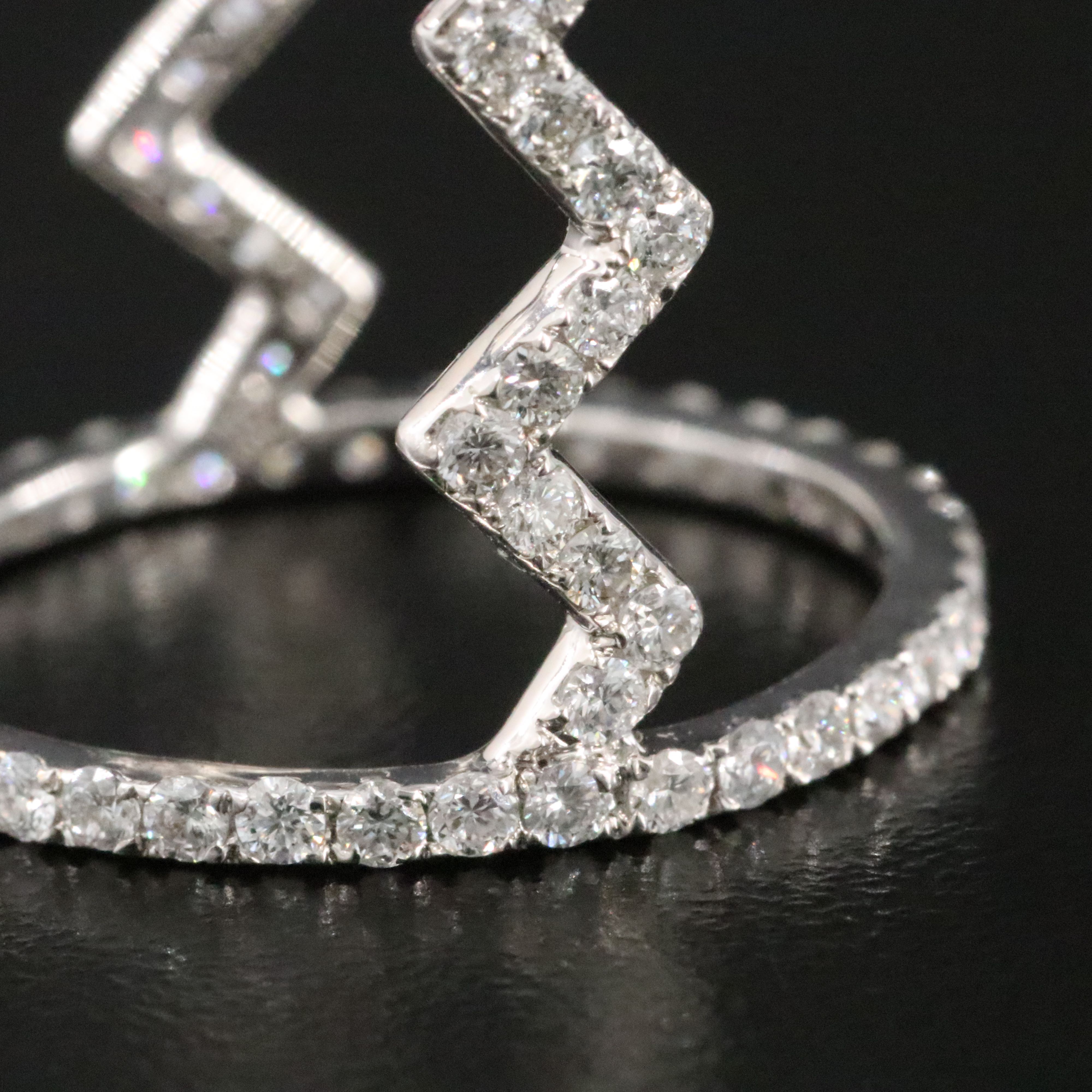 18K 1.56 CTW Diamond Spaced Eternity Bands with Lightning Detail