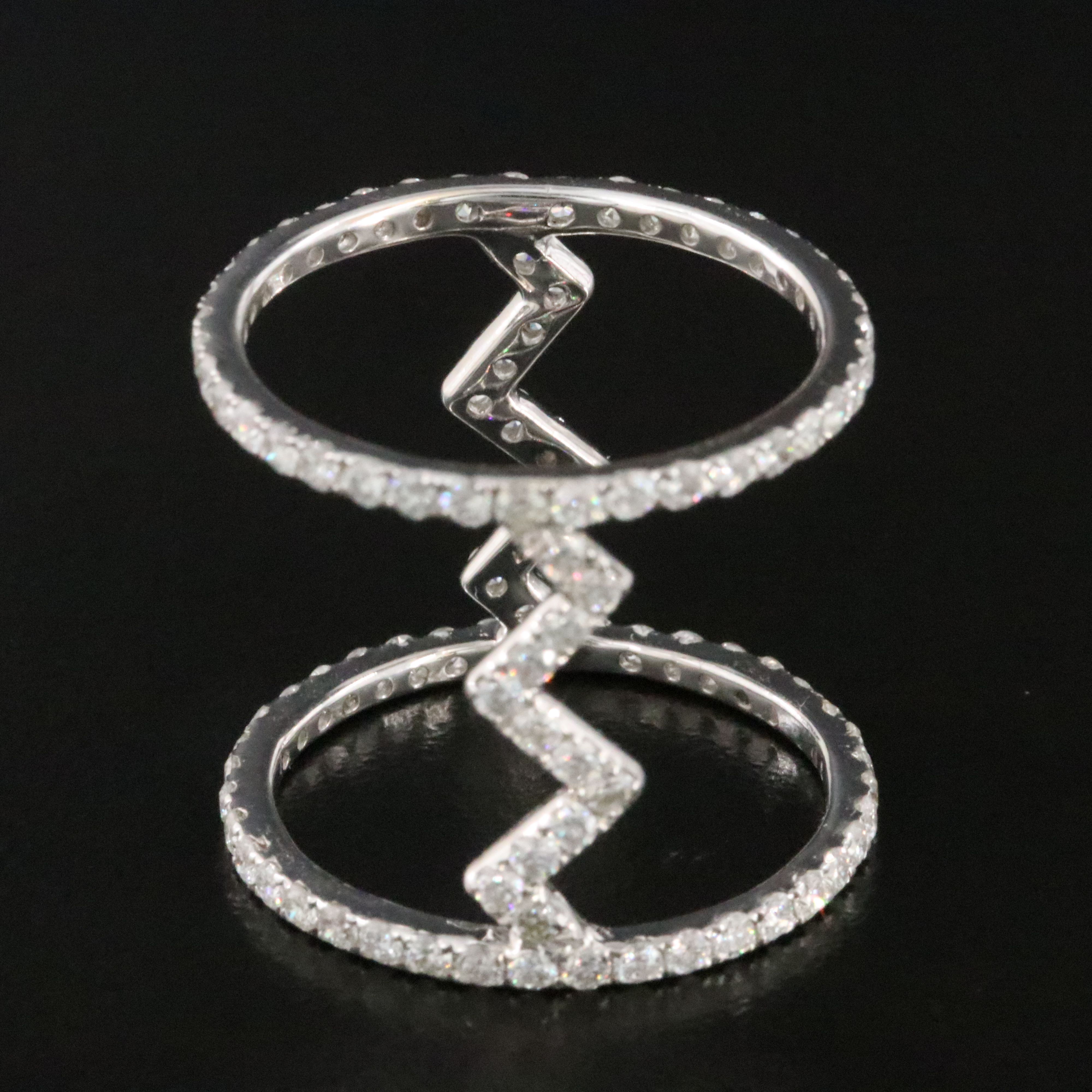 18K 1.56 CTW Diamond Spaced Eternity Bands with Lightning Detail
