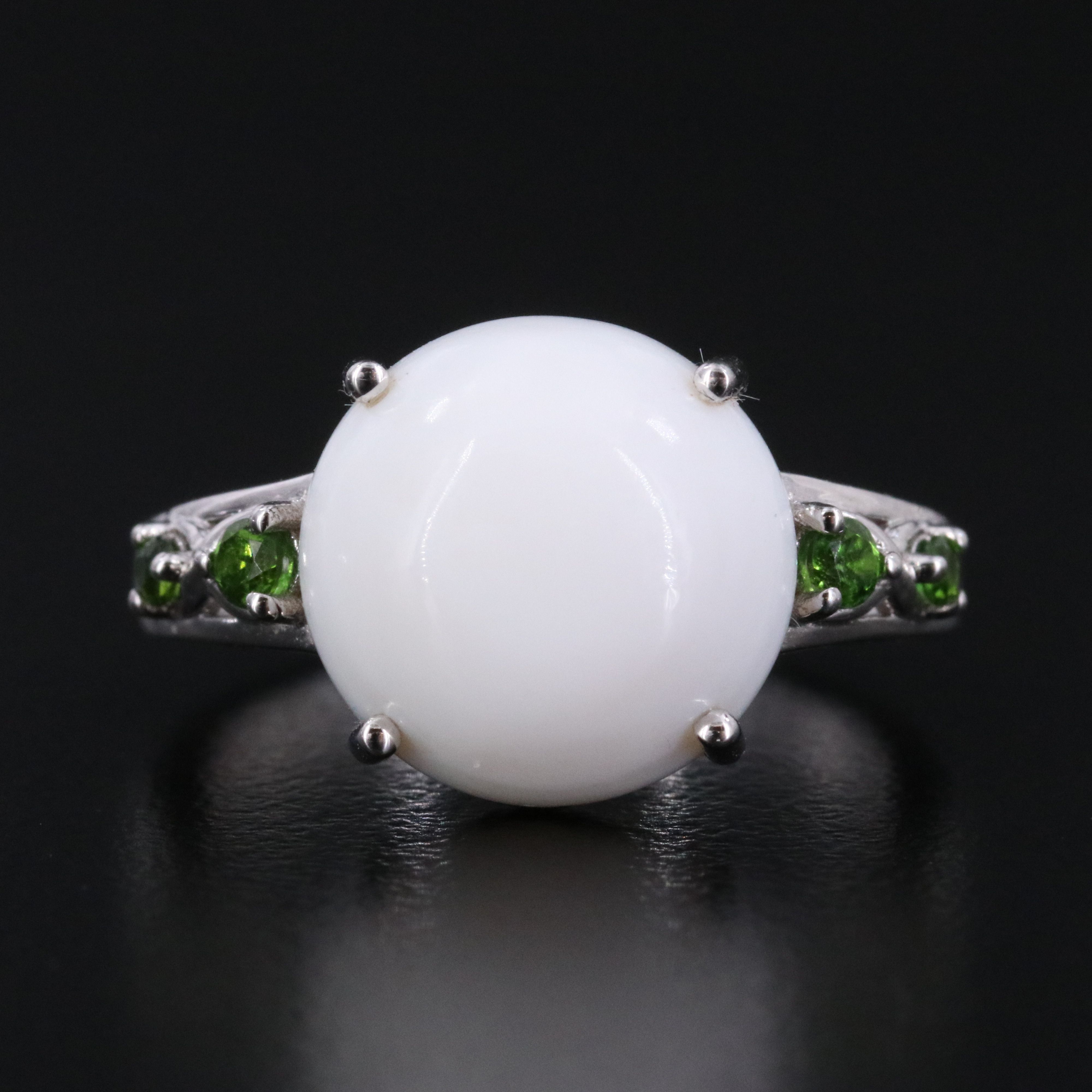 14K Opal Center Ring with Diopside Accents