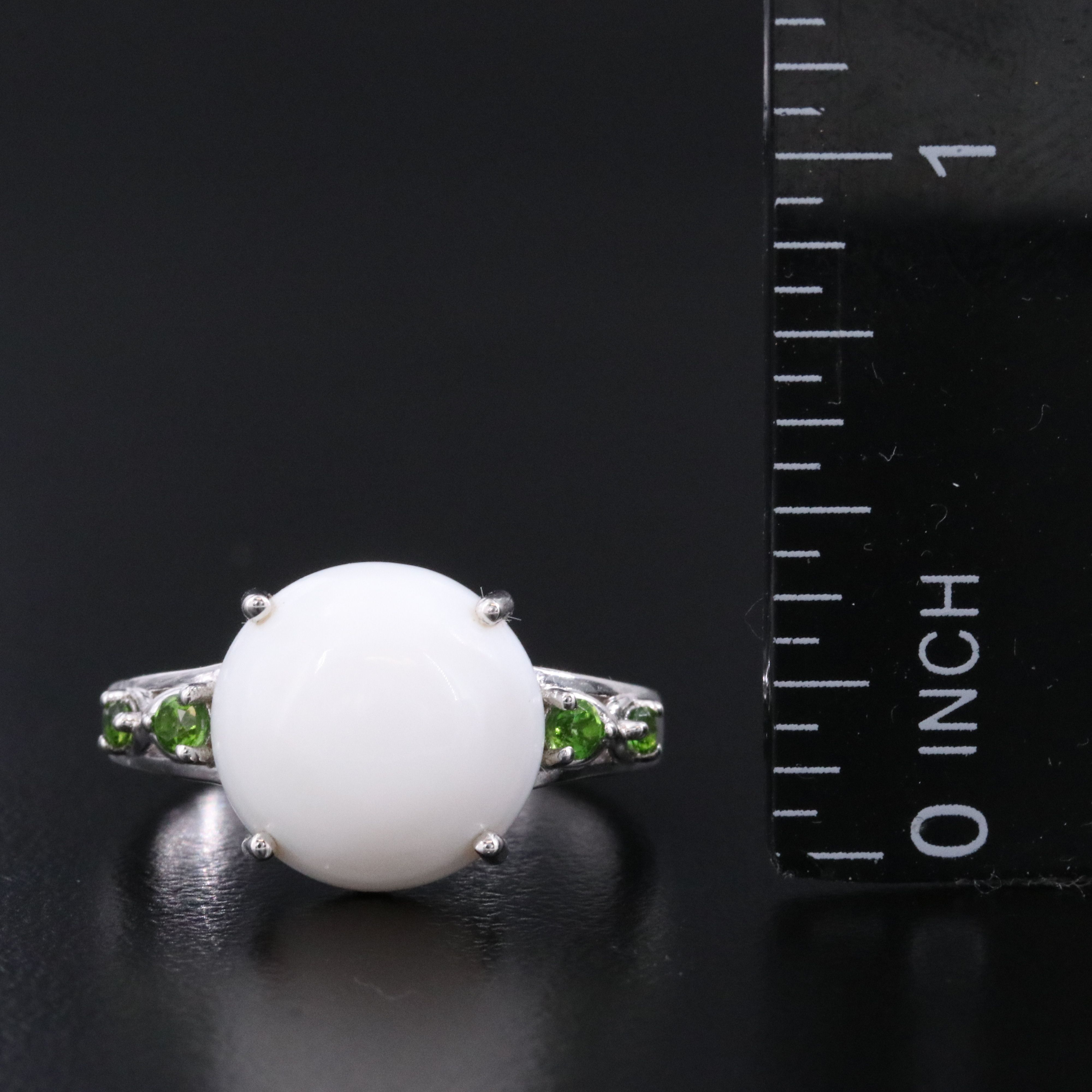 14K Opal Center Ring with Diopside Accents