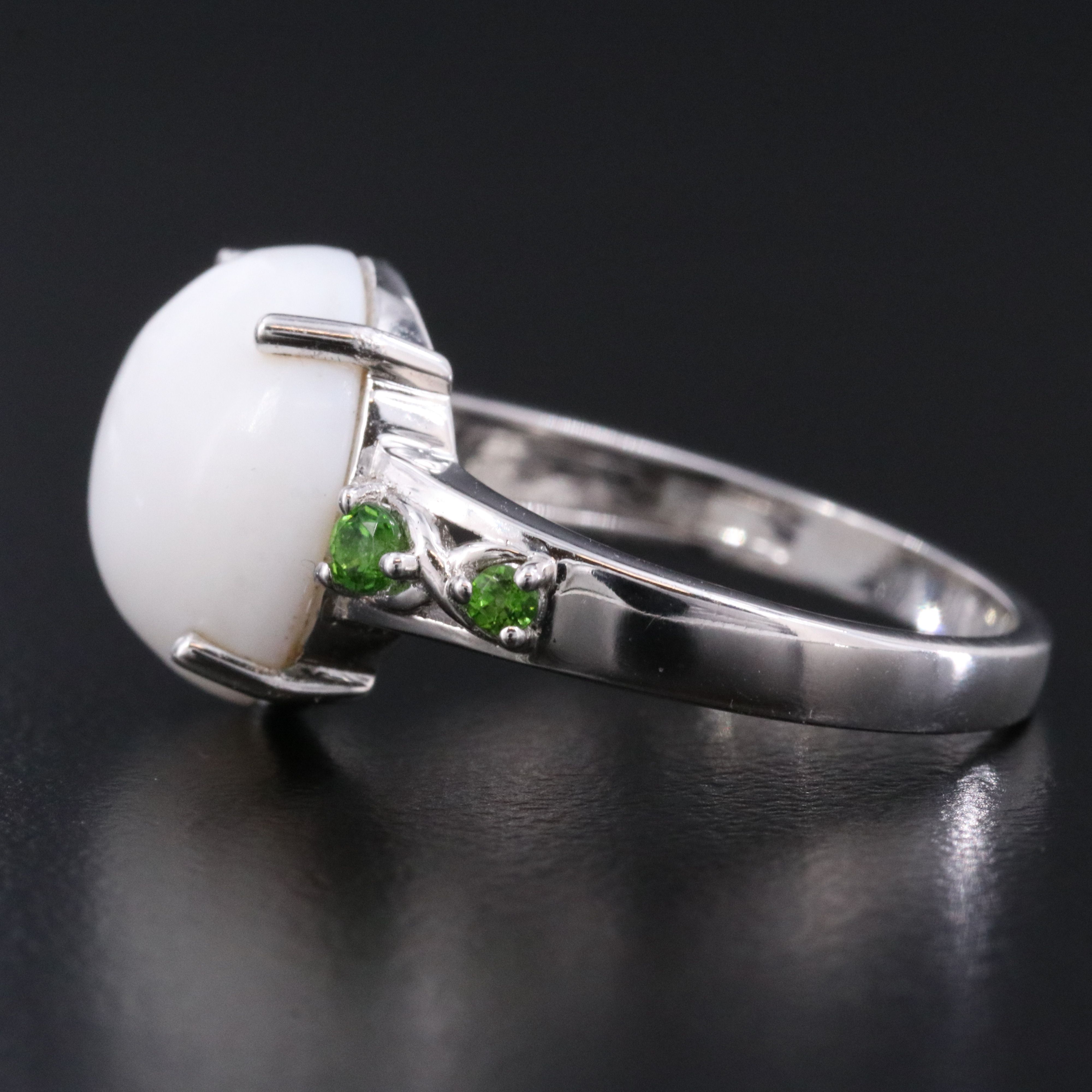14K Opal Center Ring with Diopside Accents