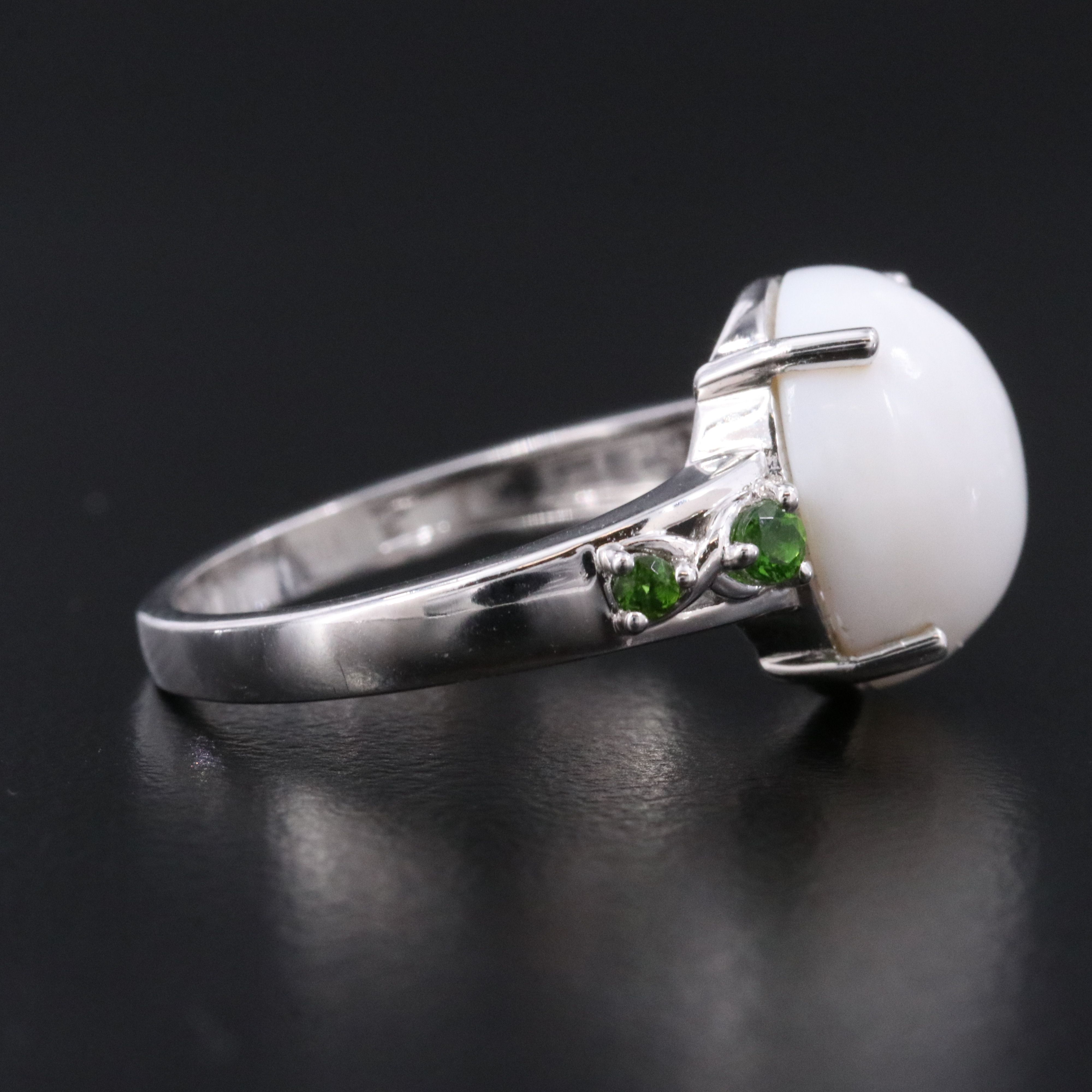 14K Opal Center Ring with Diopside Accents