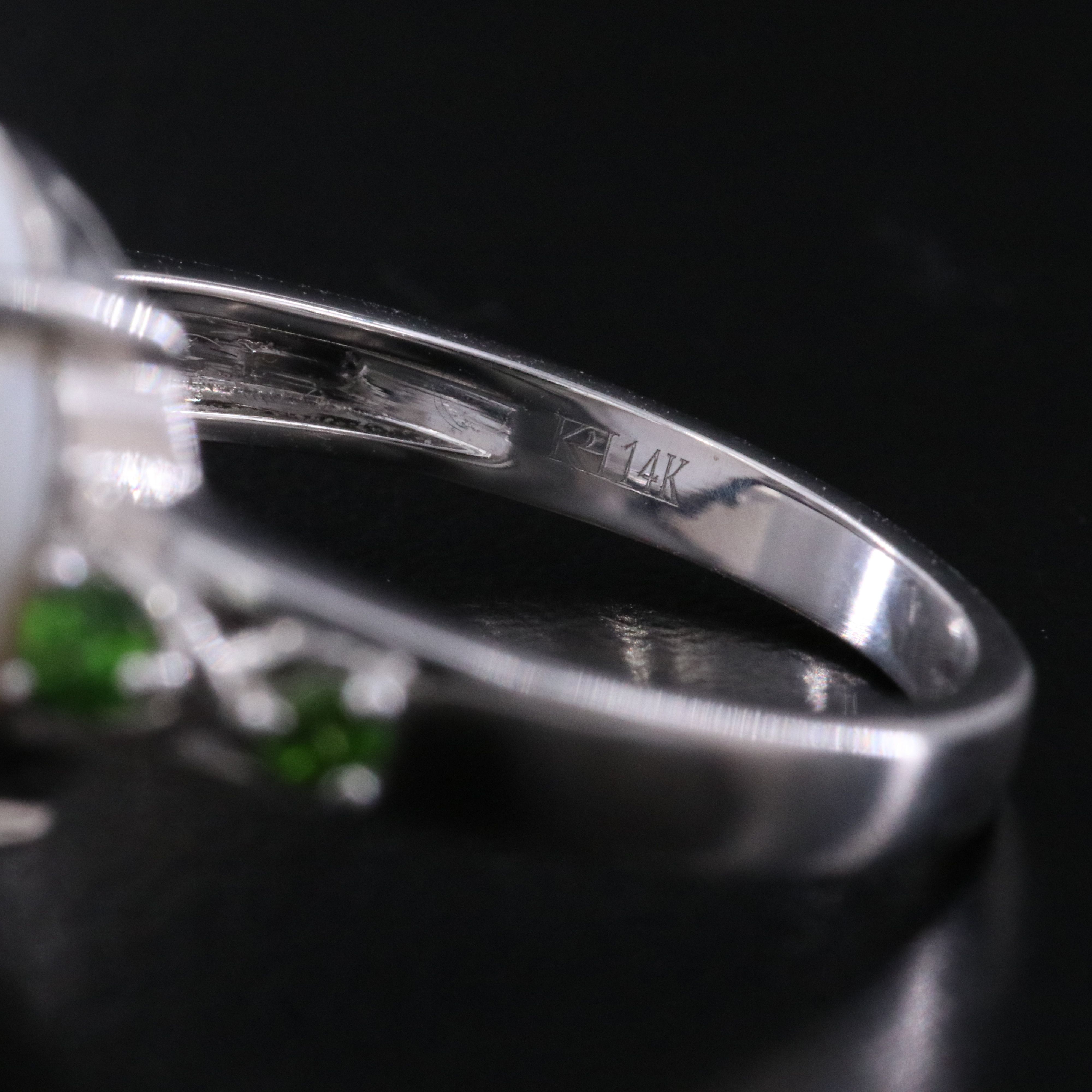 14K Opal Center Ring with Diopside Accents