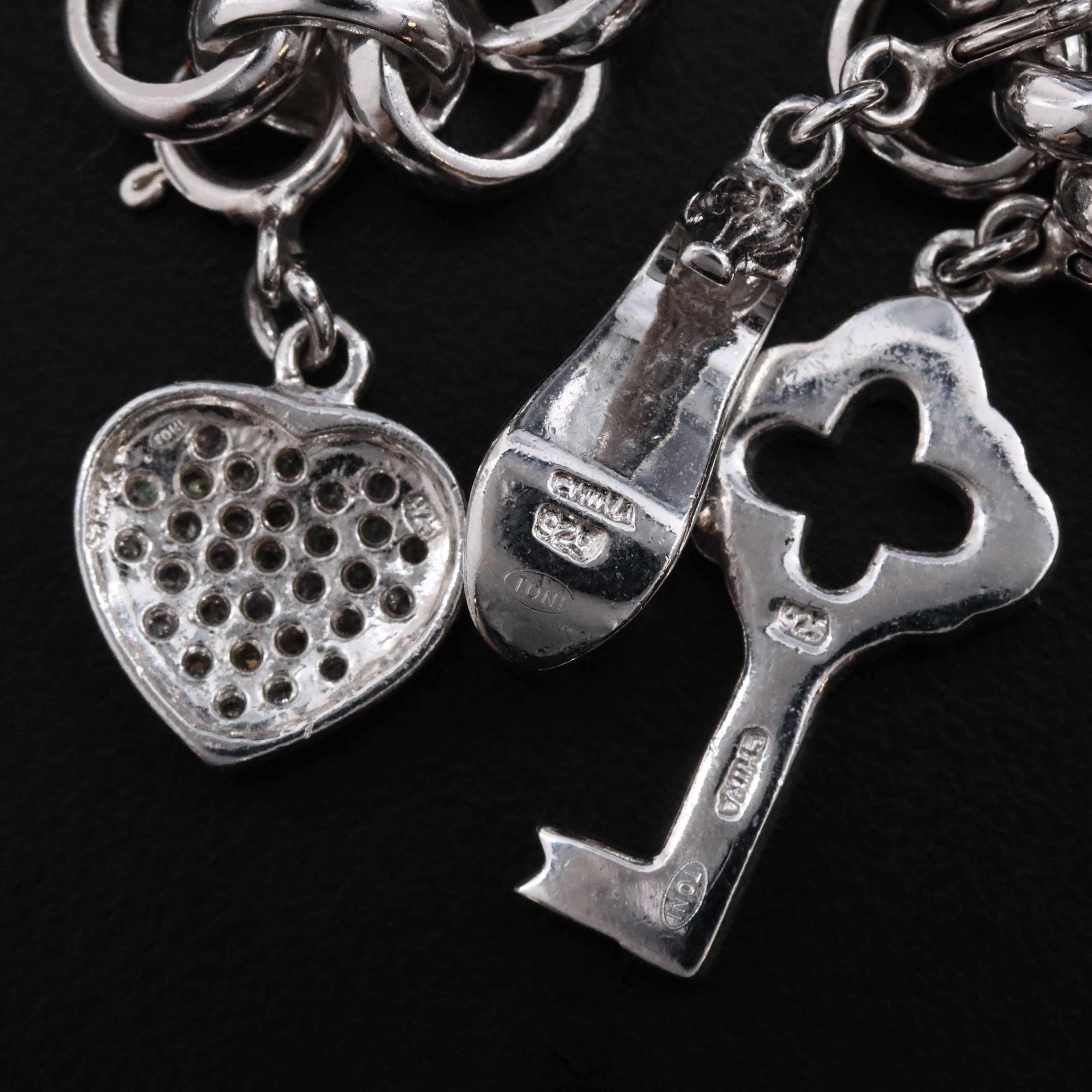 Sterling Bracelet with CZ and Enamel Charms