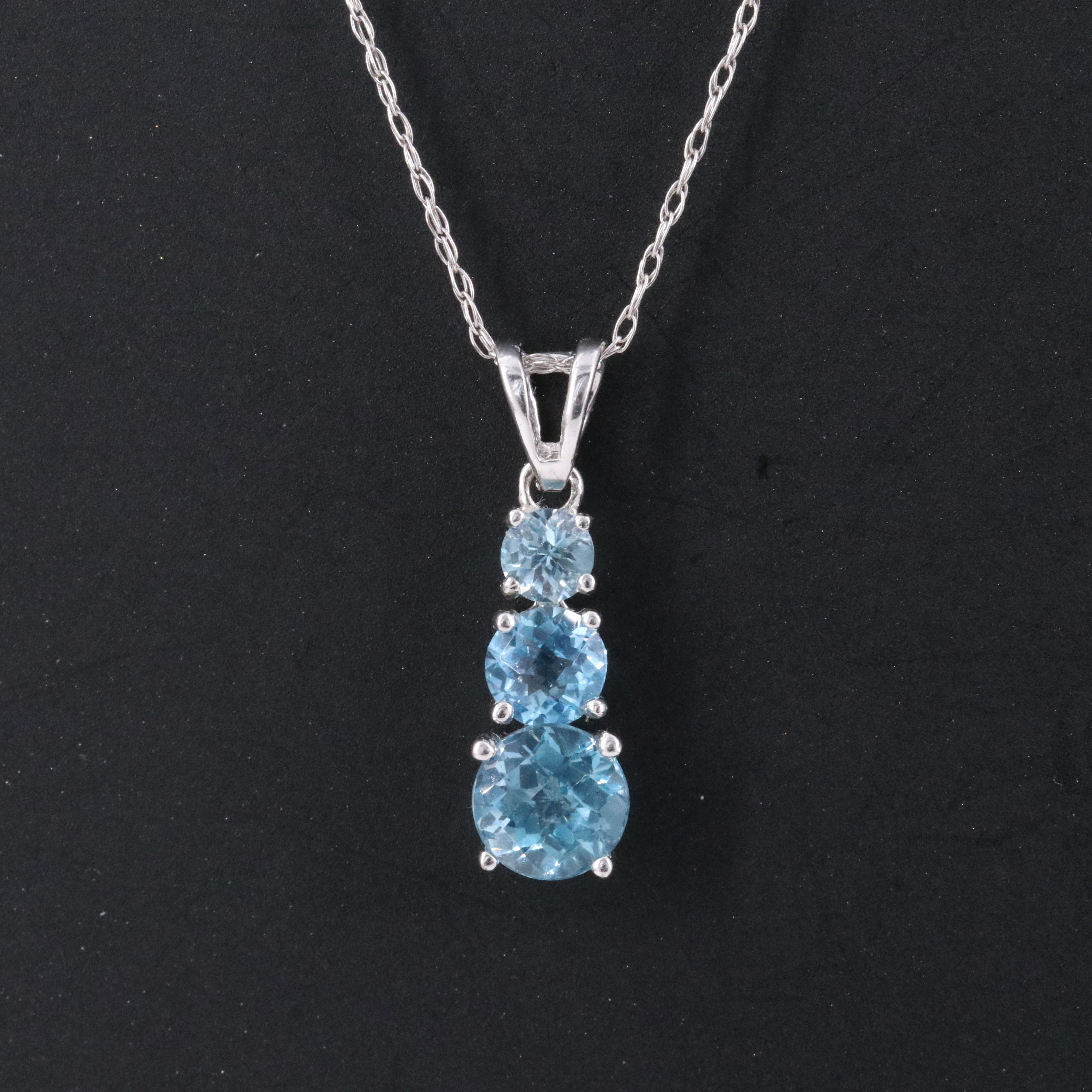 10K Blue Topaz Pendant Necklace