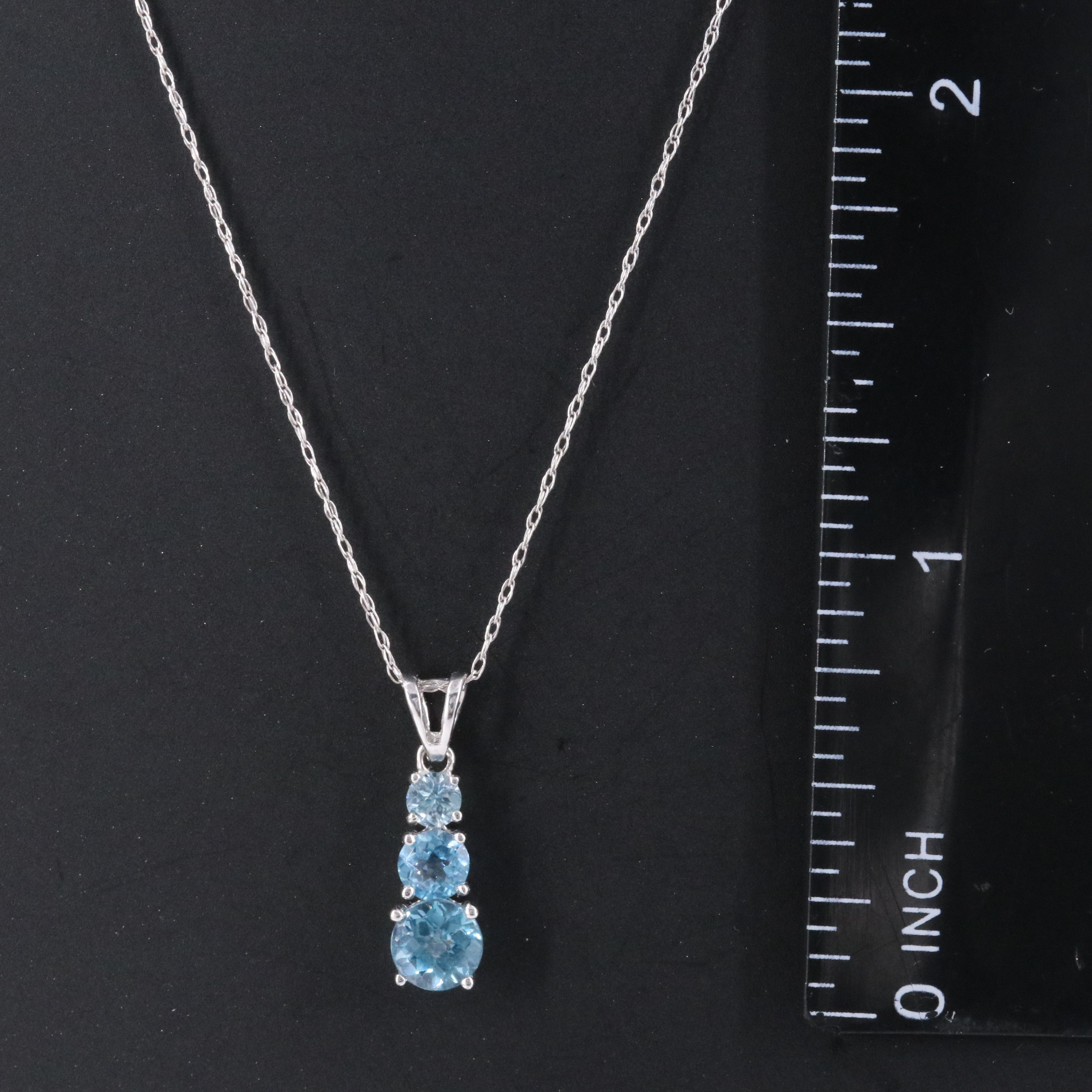 10K Blue Topaz Pendant Necklace
