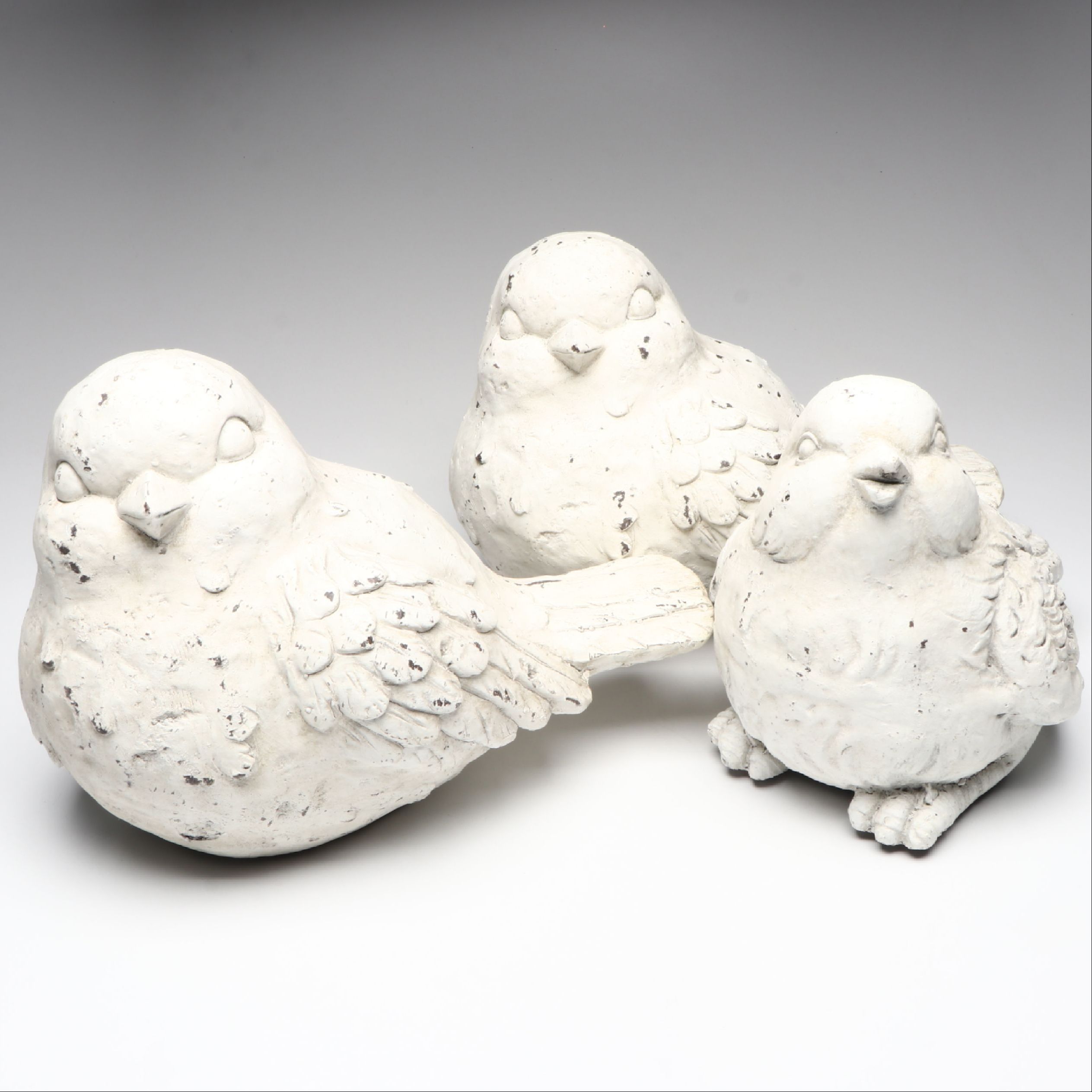Distressed Polystone Songbird Garden Sculptures
