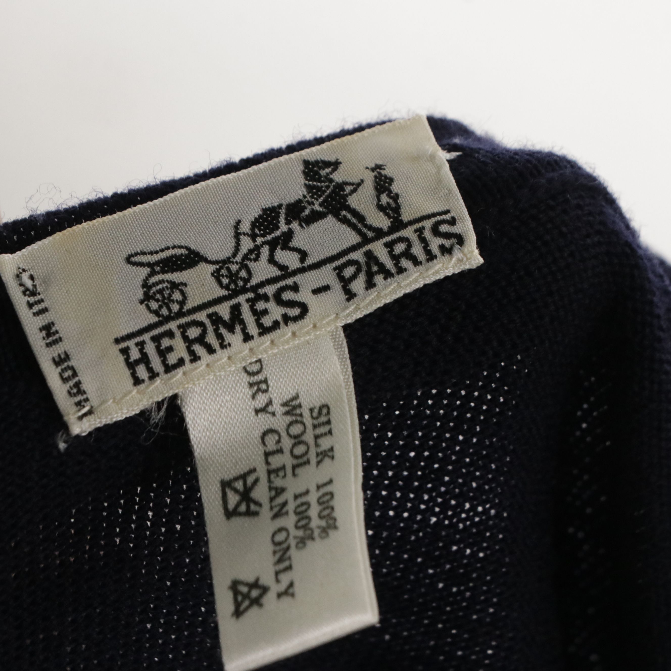 Hermès "Les Armes de Paris" Blouson Top in Silk Twill and Wool Knit