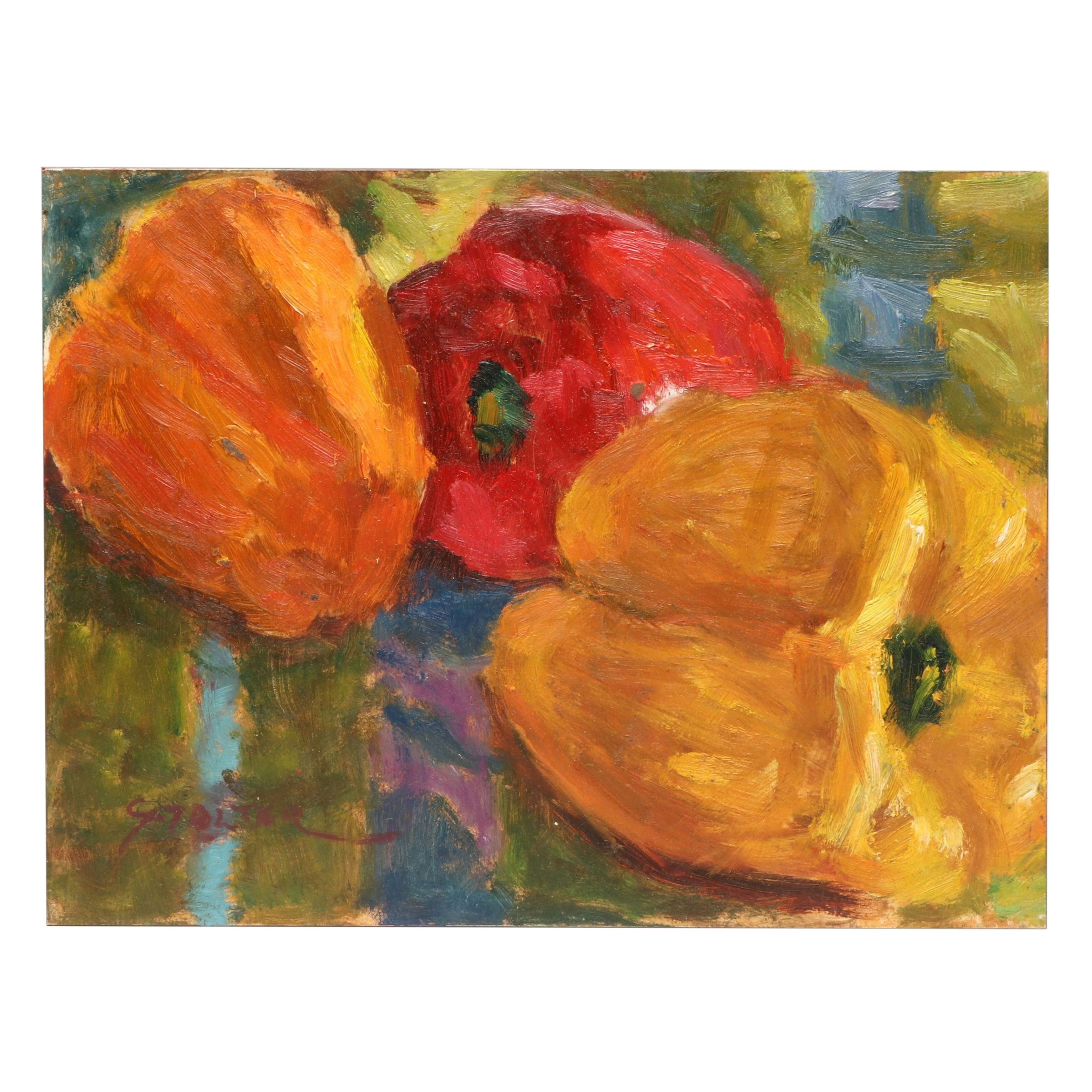 Richard Stalter Still Life Oil Painting of Peppers