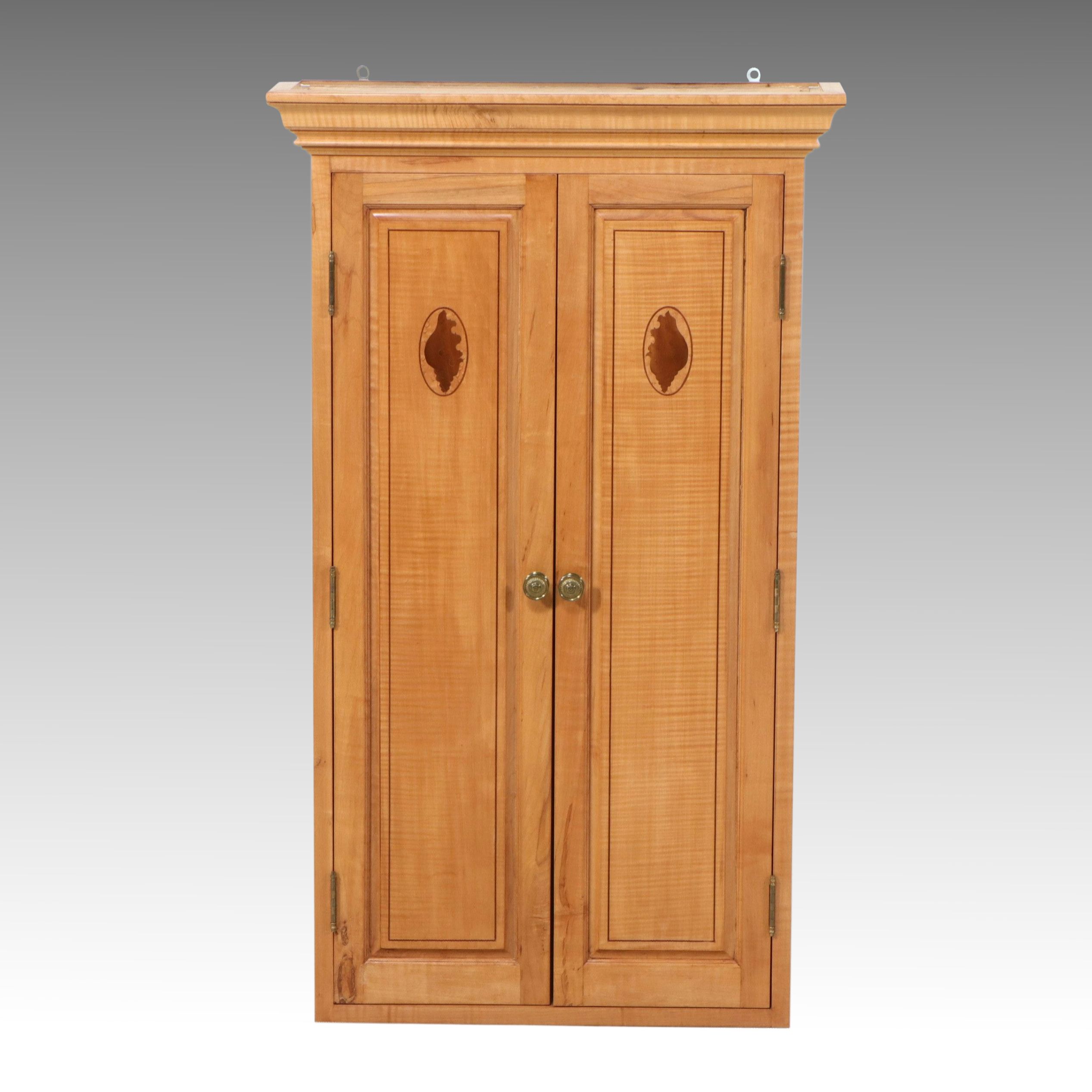 Federal Style Tiger Maple Wall-Mounted Cabinet, Late 20th/21st Century