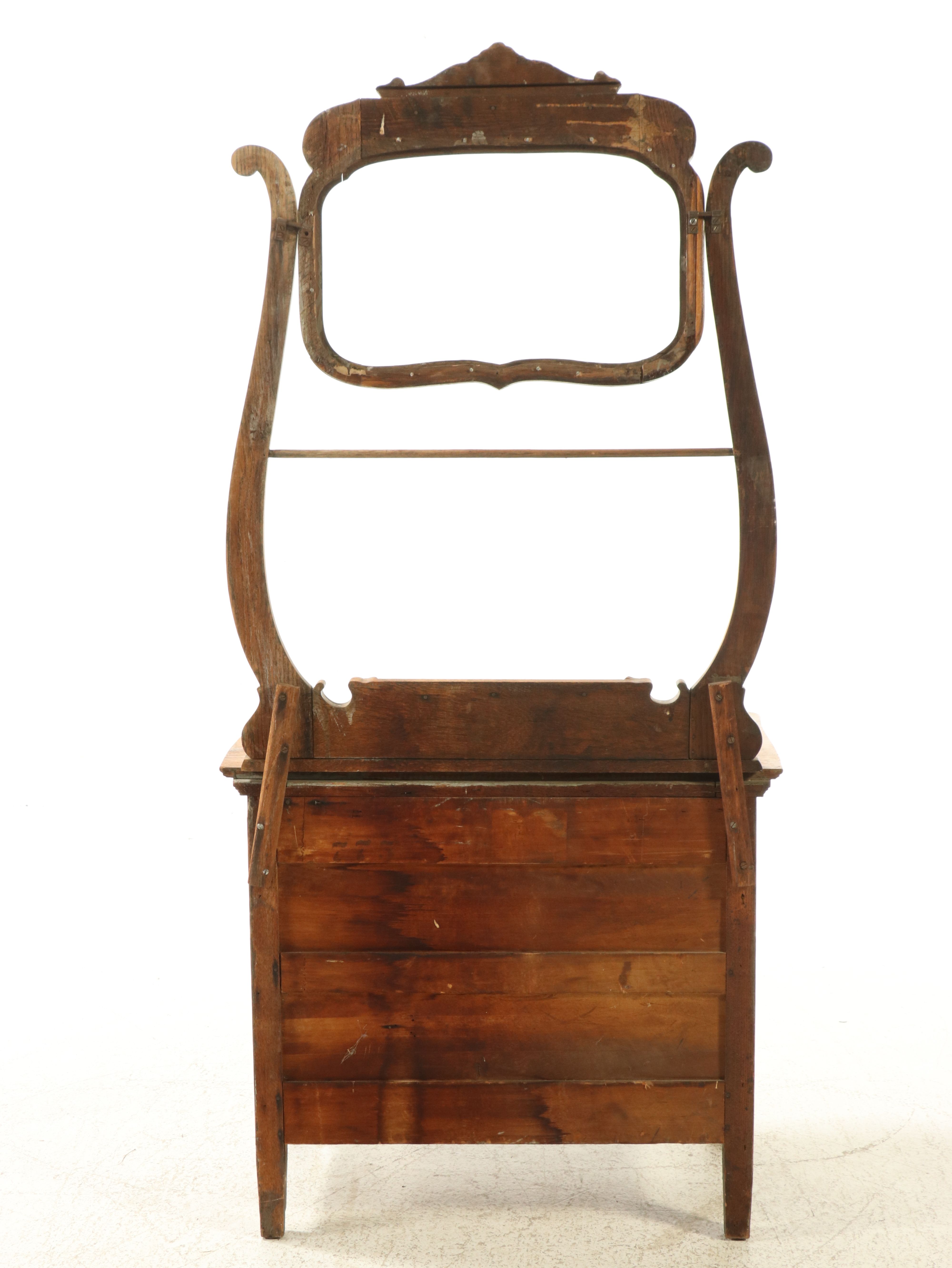 American Golden Oak Washstand with Lyre-Back Circa 1900