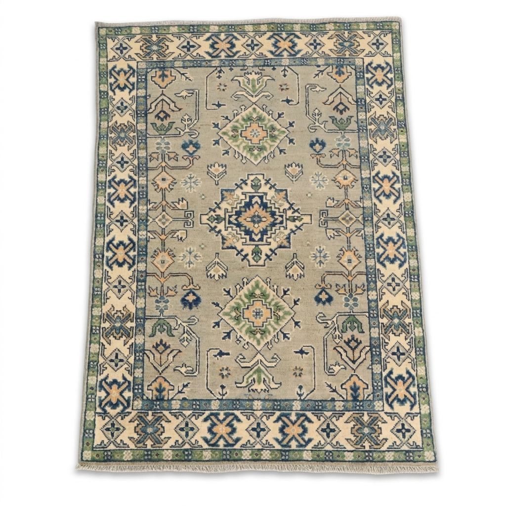 3'2 x 4'11 Hand-Knotted Afghan Kazak Accent Rug