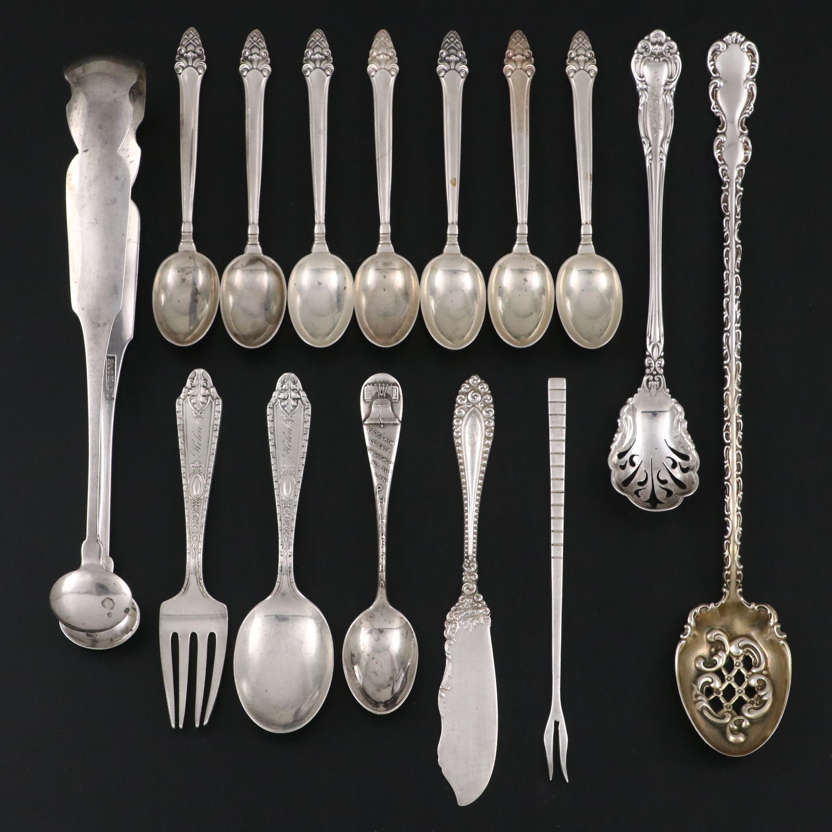 Gorham "Sovereign" Sterling Demitasse Spoons with Other Serving Utensils