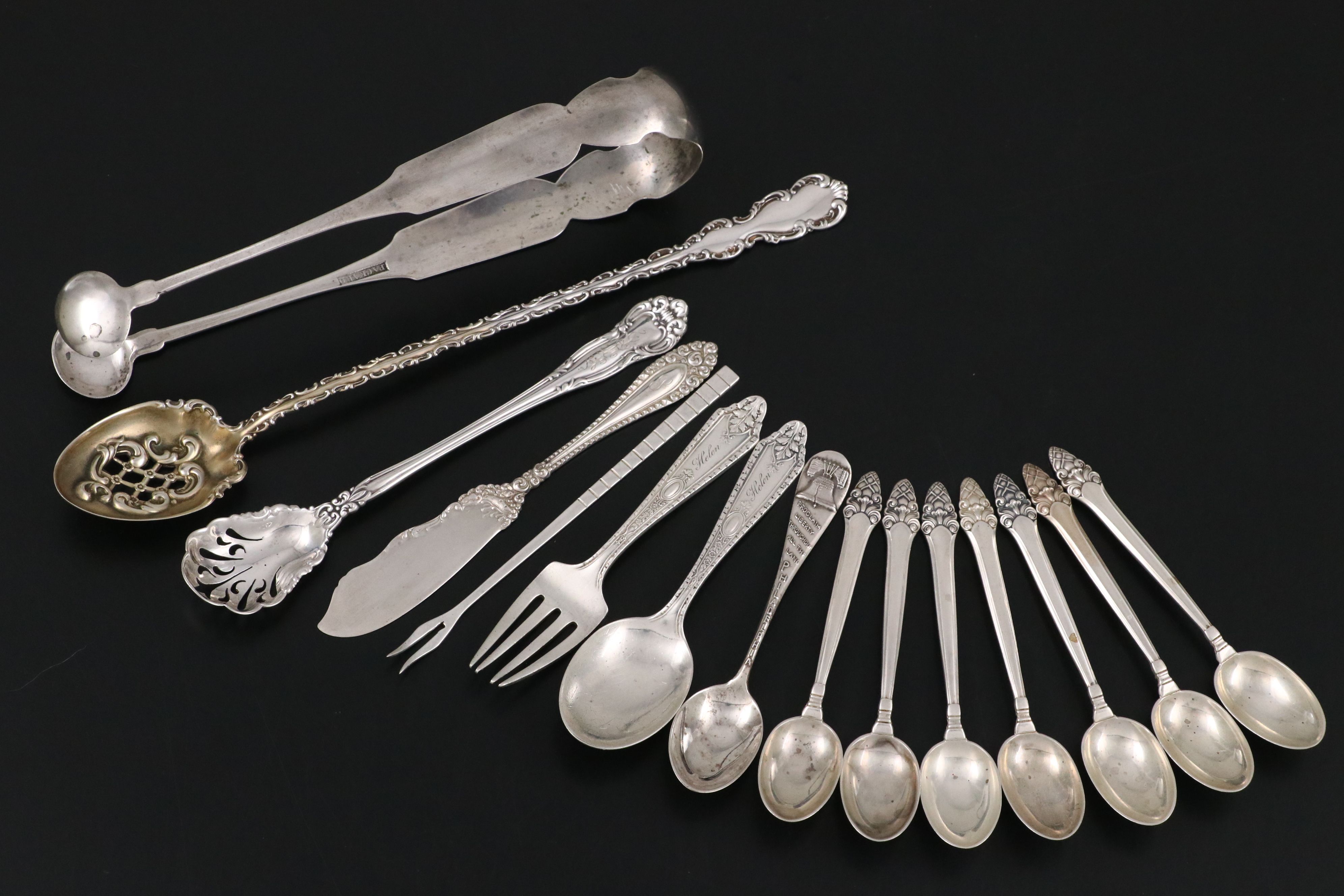 Gorham "Sovereign" Sterling Demitasse Spoons with Other Serving Utensils