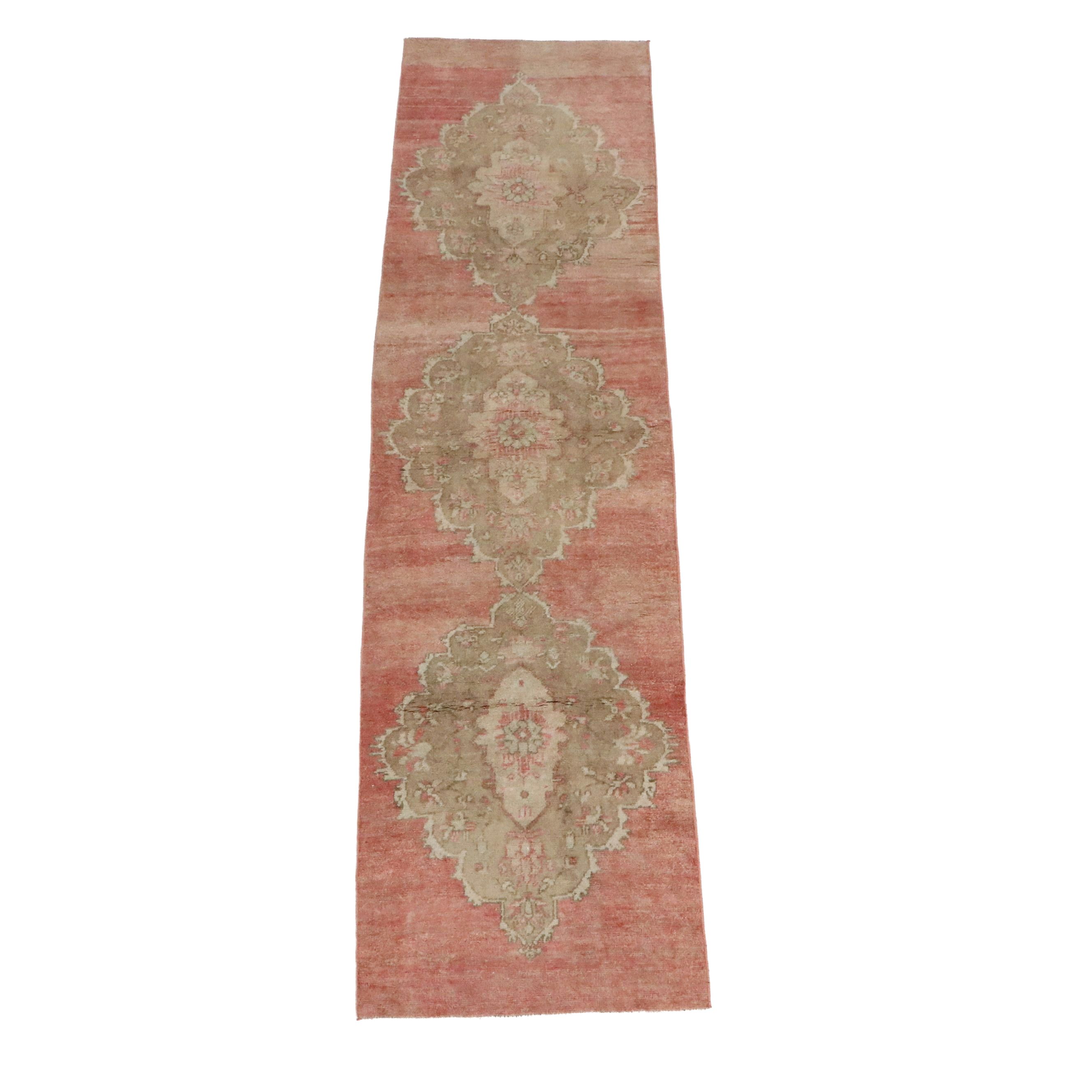 2'8 x 10' Hand-Knotted Turkish Oushak Carpet Runner