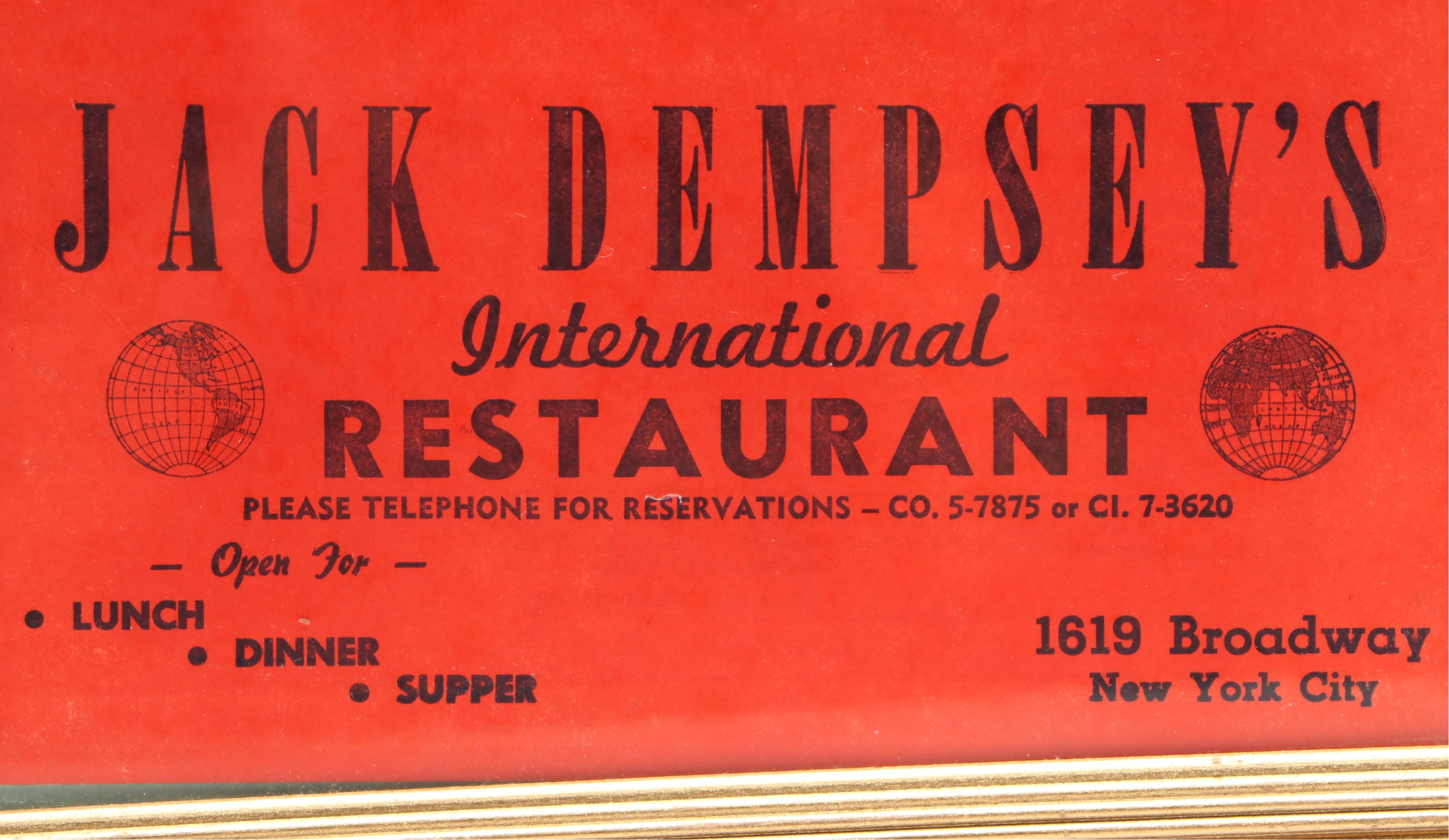 Jack Dempsey Signed Restaurant Flyer with Bing Crosby and Roy Rogers Signatures