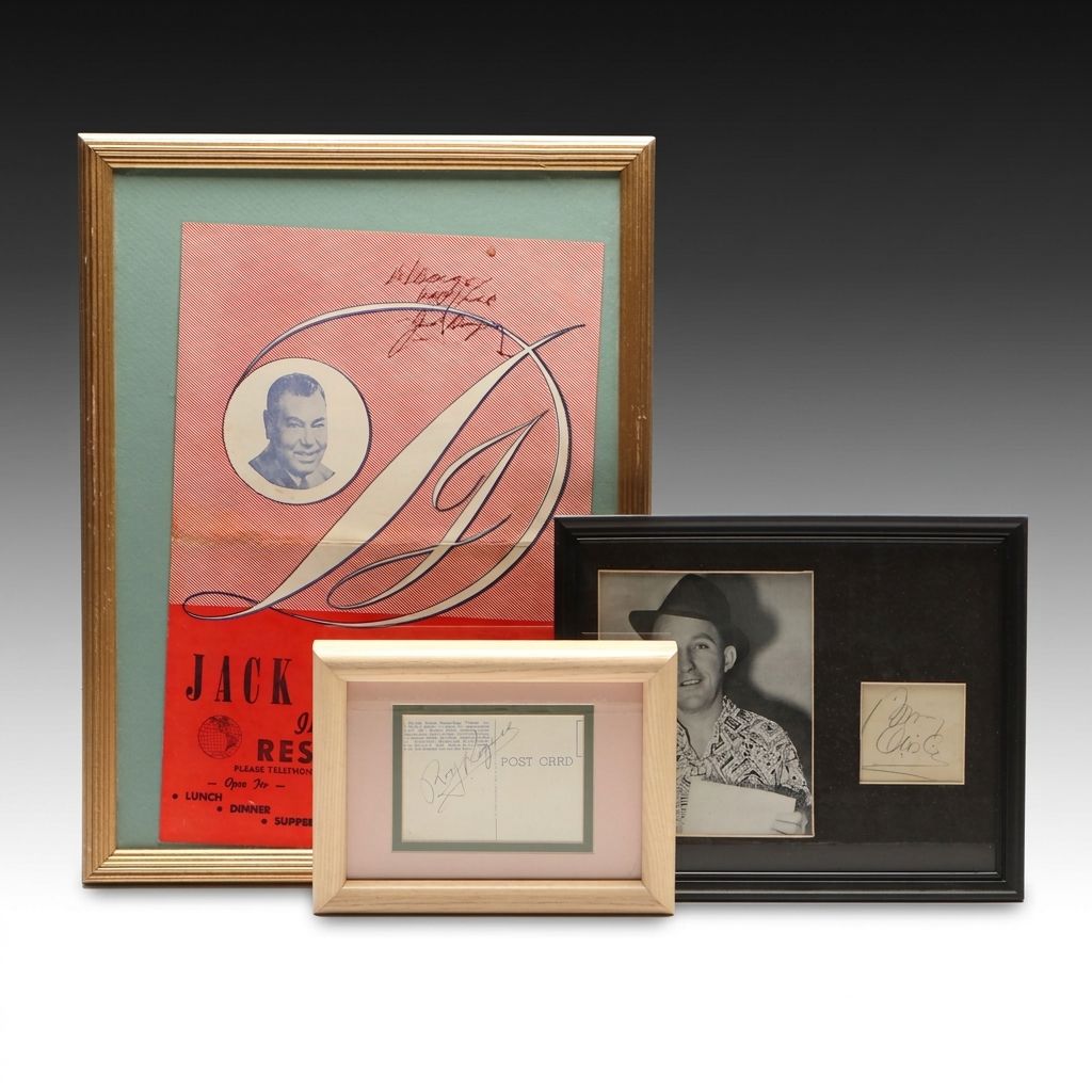 Jack Dempsey Signed Restaurant Flyer with Bing Crosby and Roy Rogers Signatures