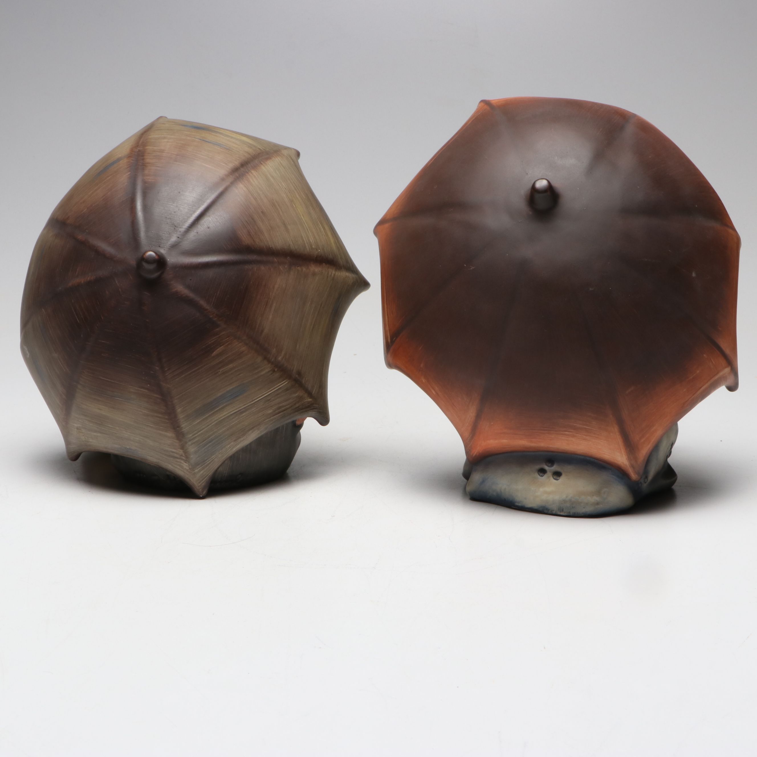Goebel "Umbrella Boy" and "Umbrella Girl" Porcelain Hummel Bookends
