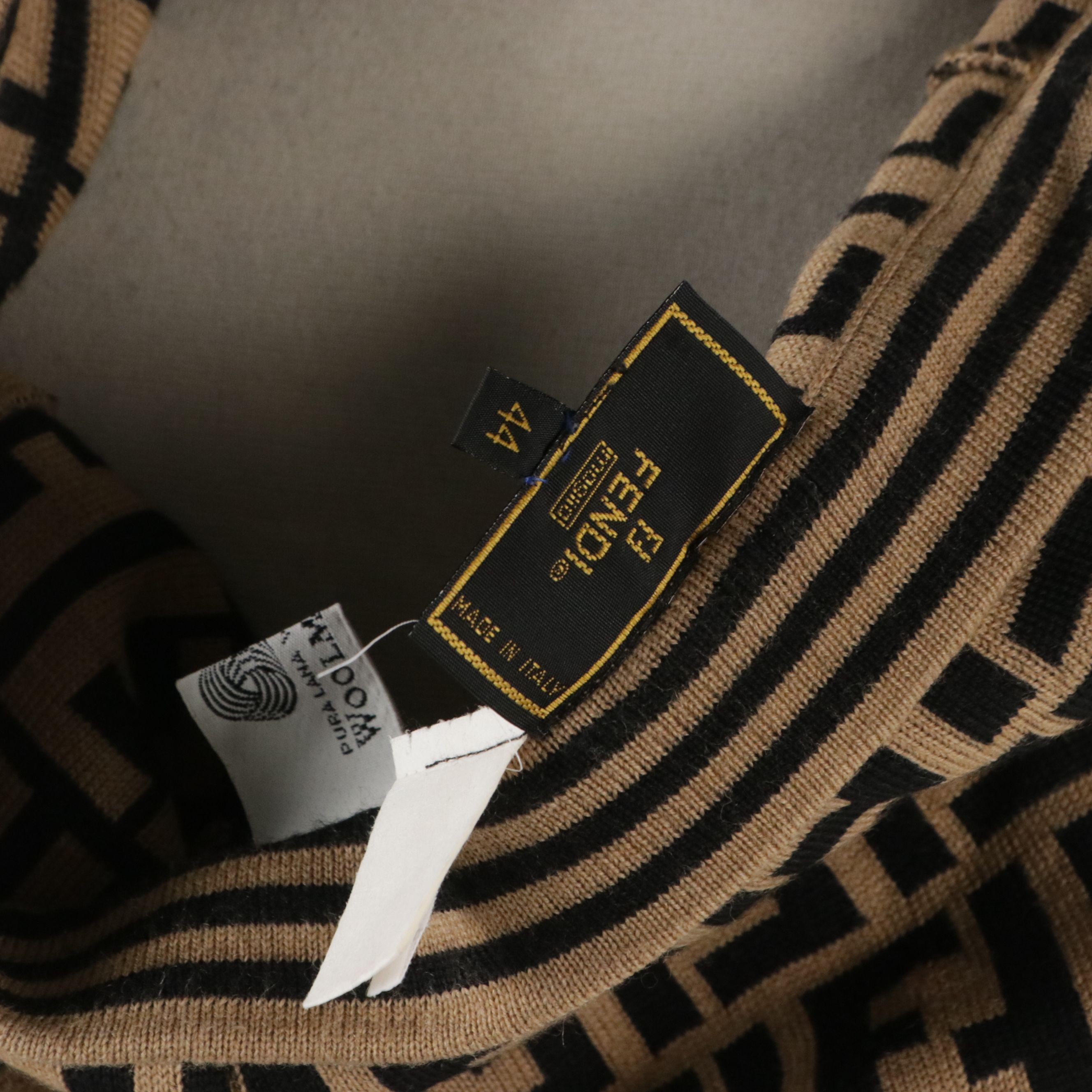 Fendi FF Zucca Logo Wool Wrap Skirt with Elastic Waistline