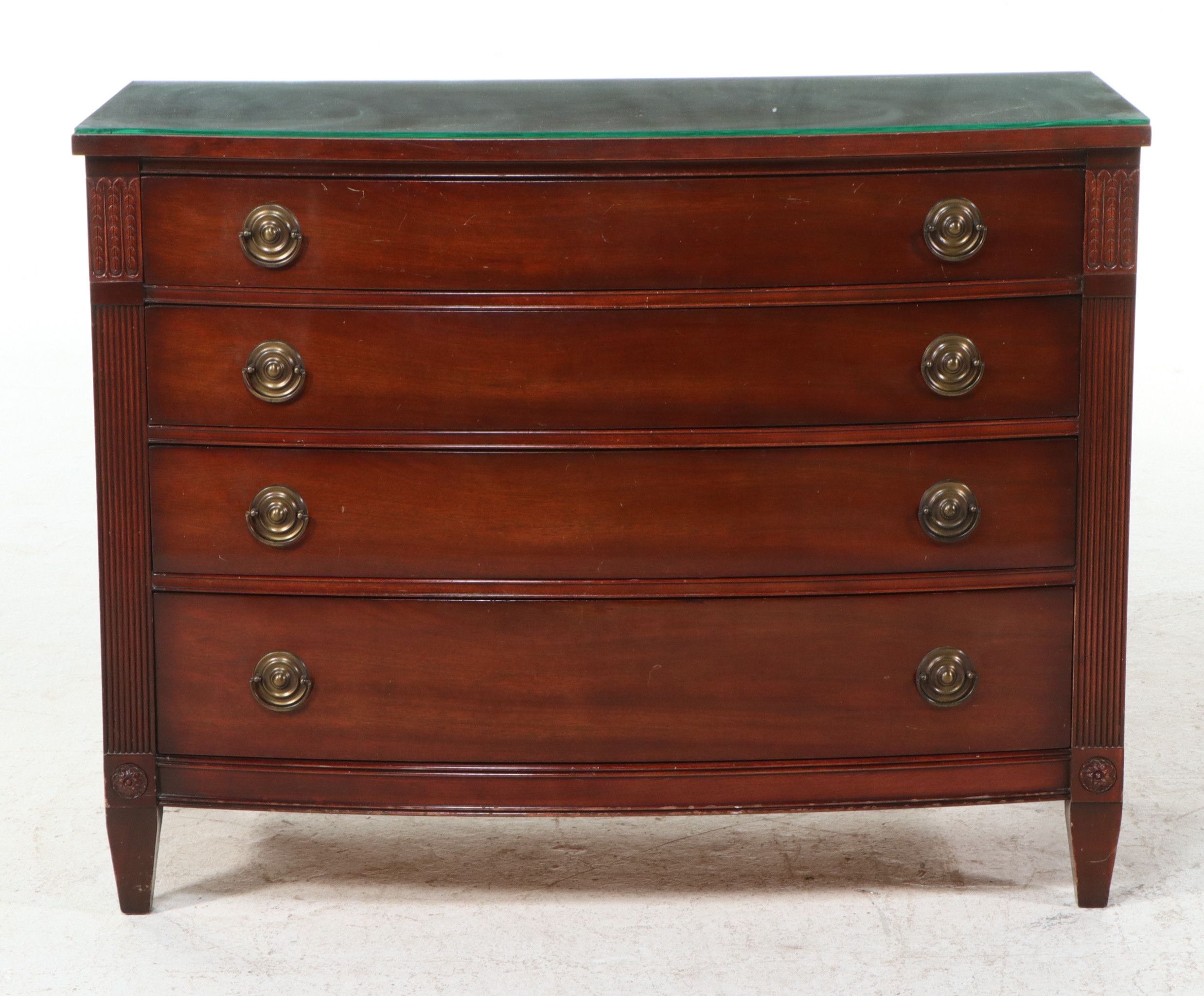 Four-Piece Mahogany Bedroom Suite in the Hepplewhite Style, Circa 1940-1950