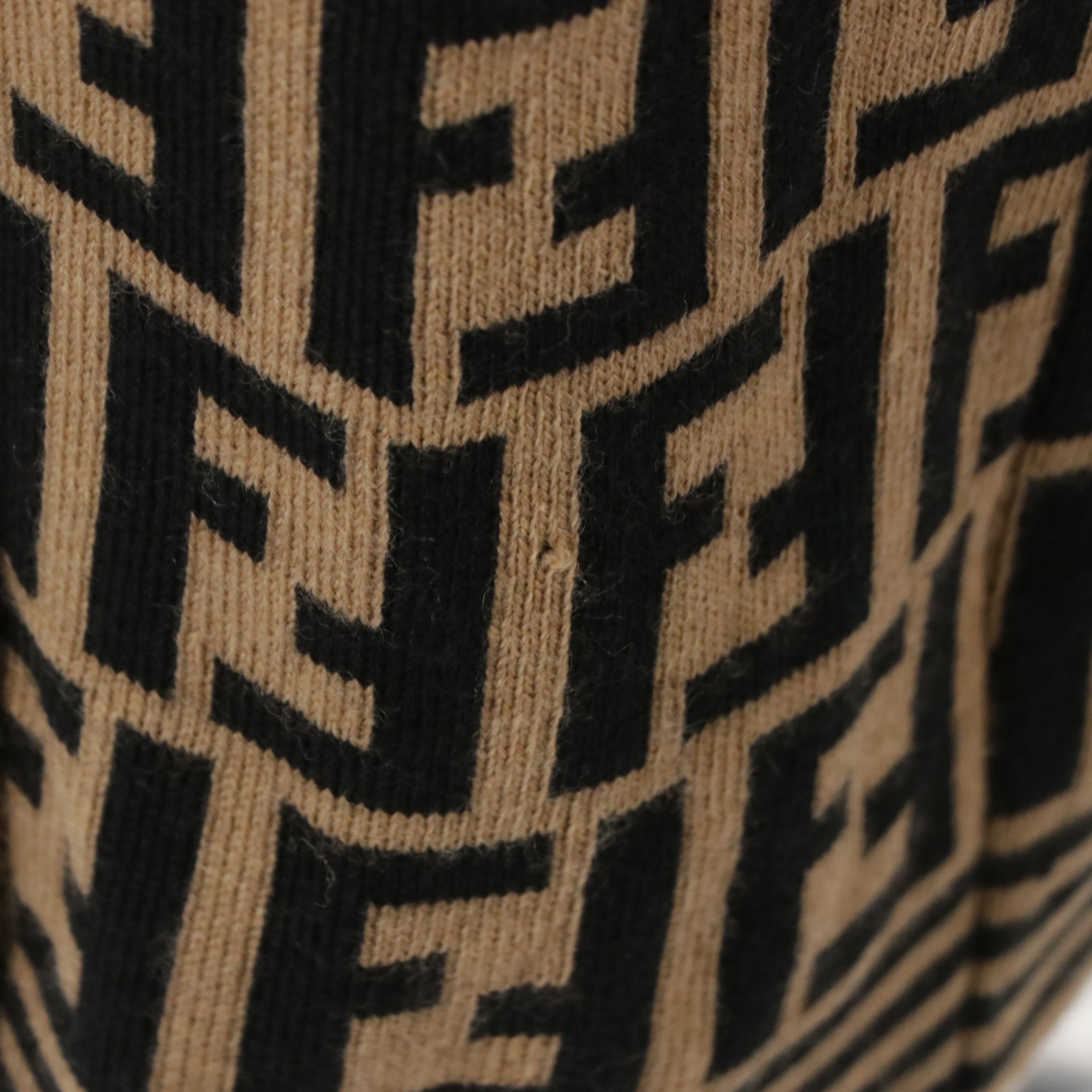 Fendi FF Zucca Logo Wool Wrap Skirt with Elastic Waistline