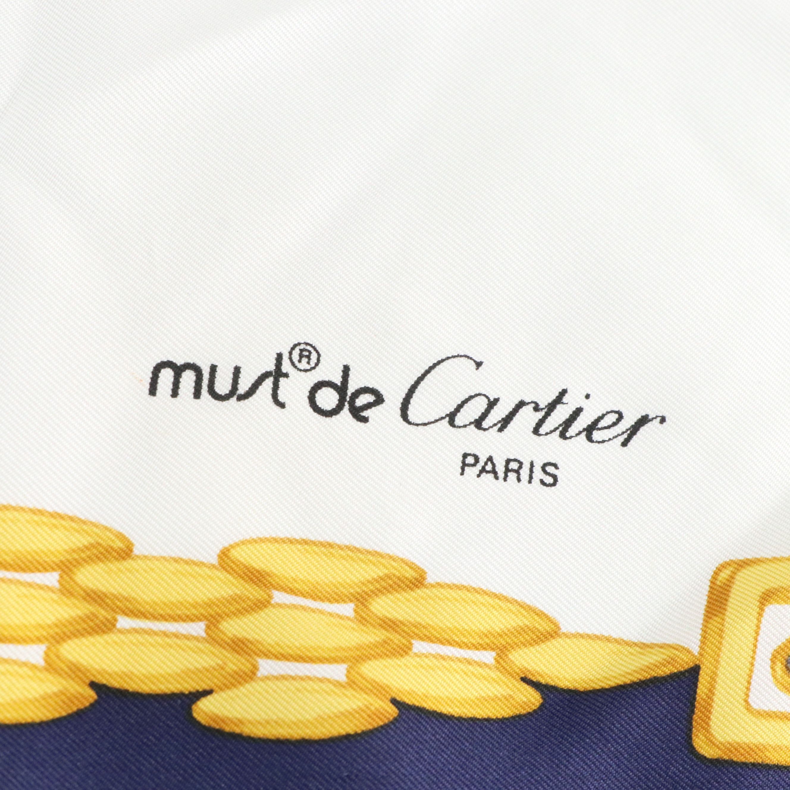 Cartier Must de Cartier Bijouterie Logo Scarf 90 in Silk Twill