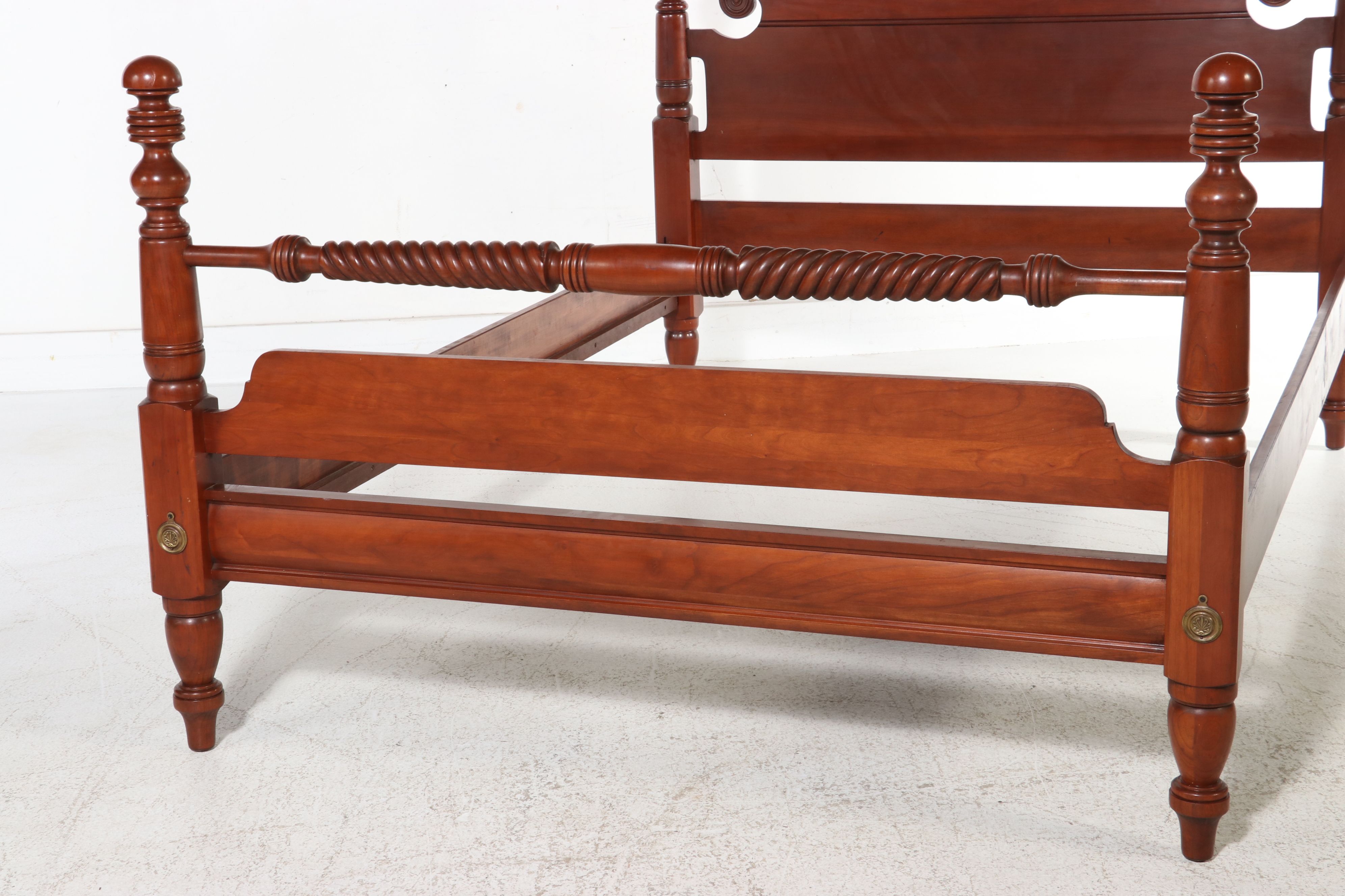 Classical Style Cherry Low-Post Full Size Bed Frame, Mid-20th Century