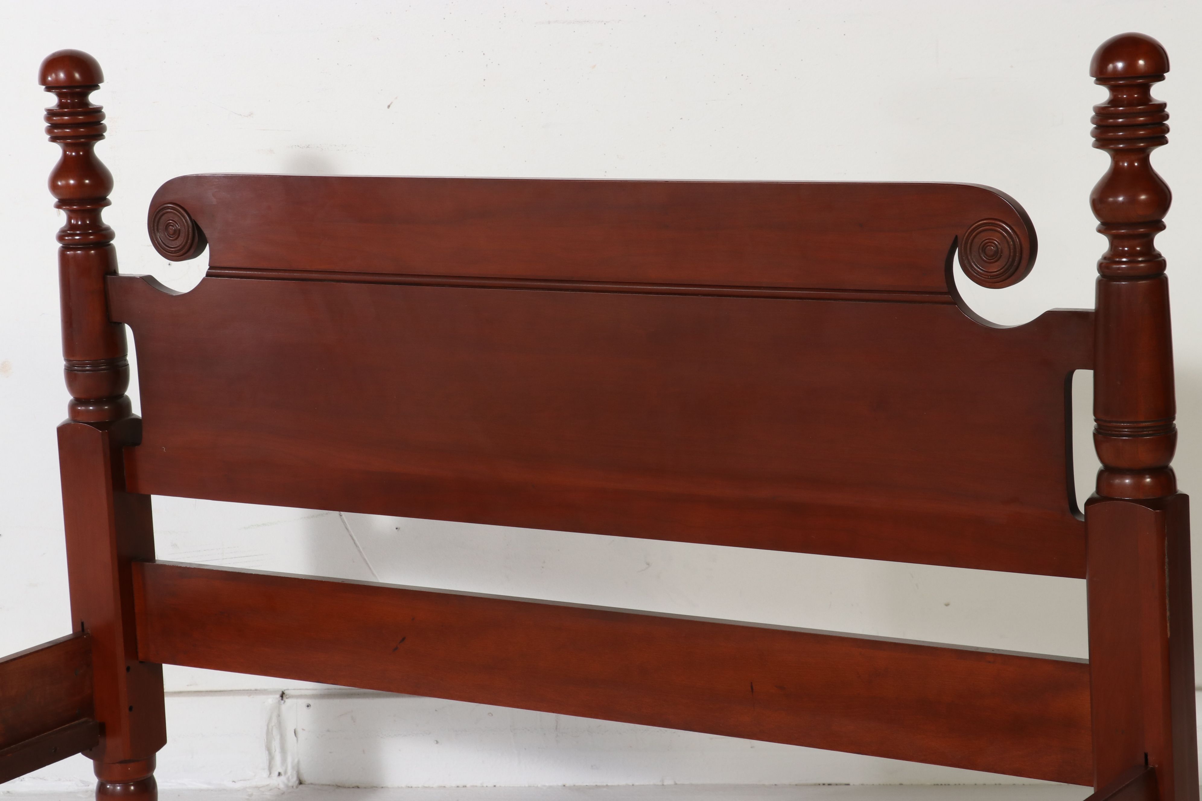 Classical Style Cherry Low-Post Full Size Bed Frame, Mid-20th Century