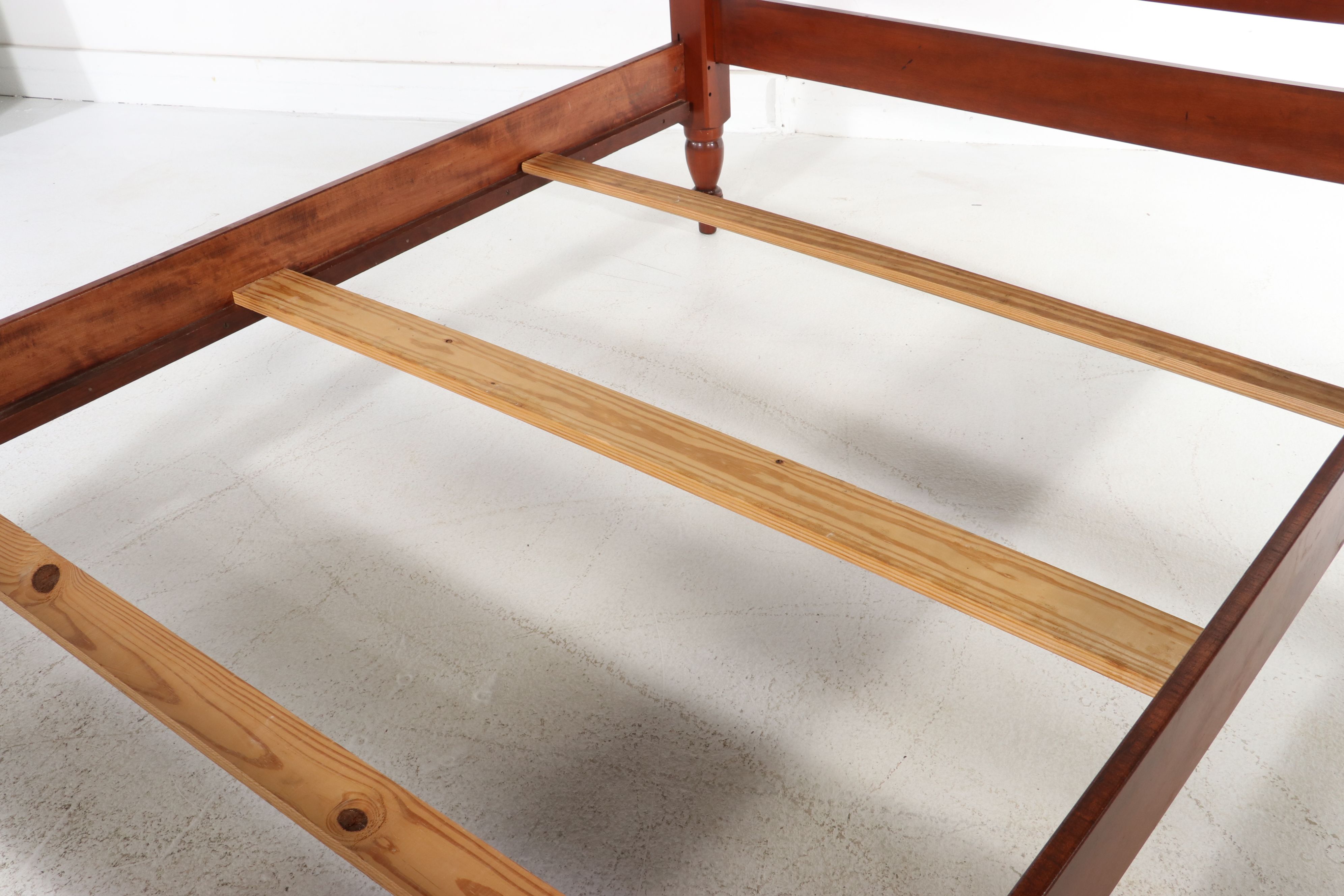 Classical Style Cherry Low-Post Full Size Bed Frame, Mid-20th Century