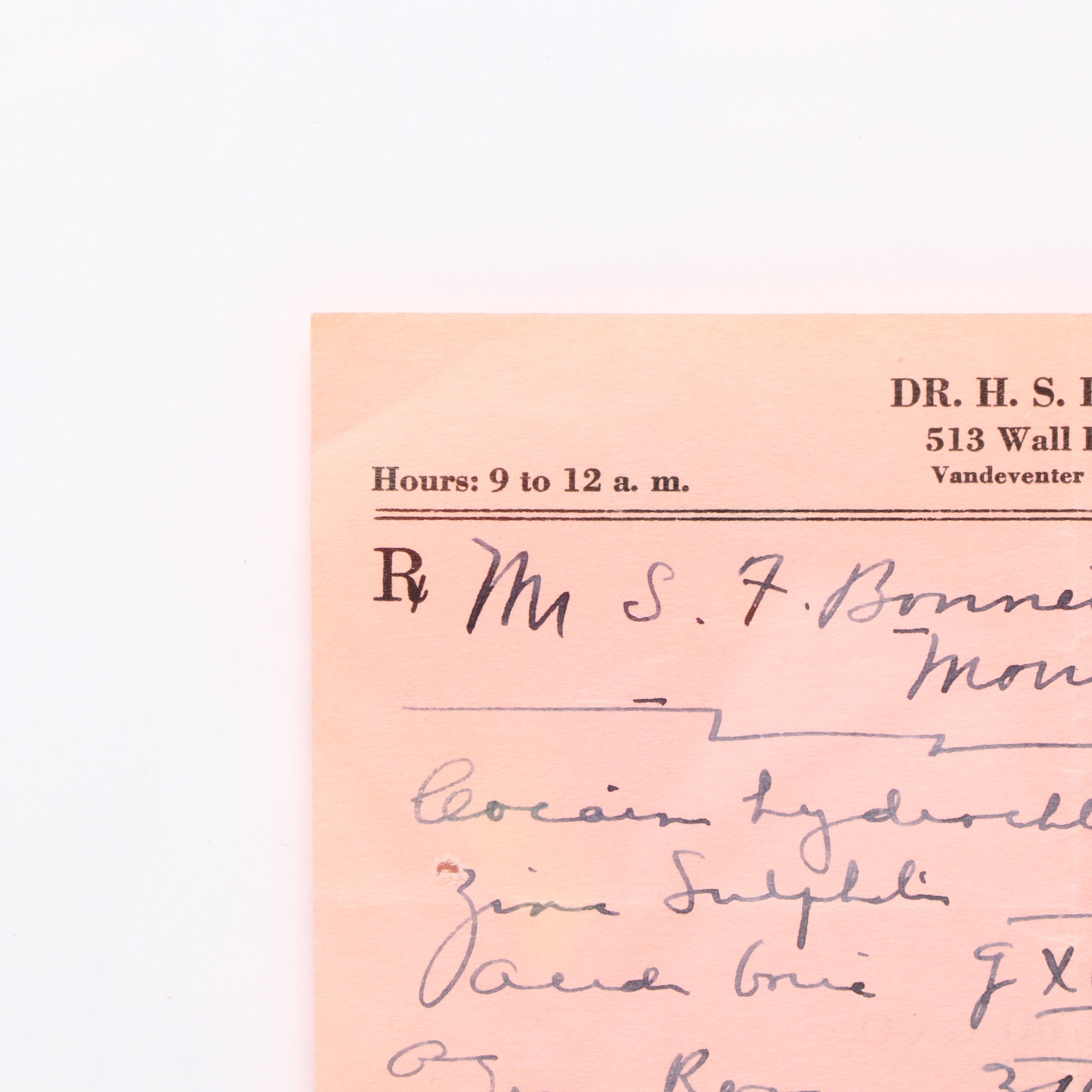 Prescription Form for Cocaine, 1936