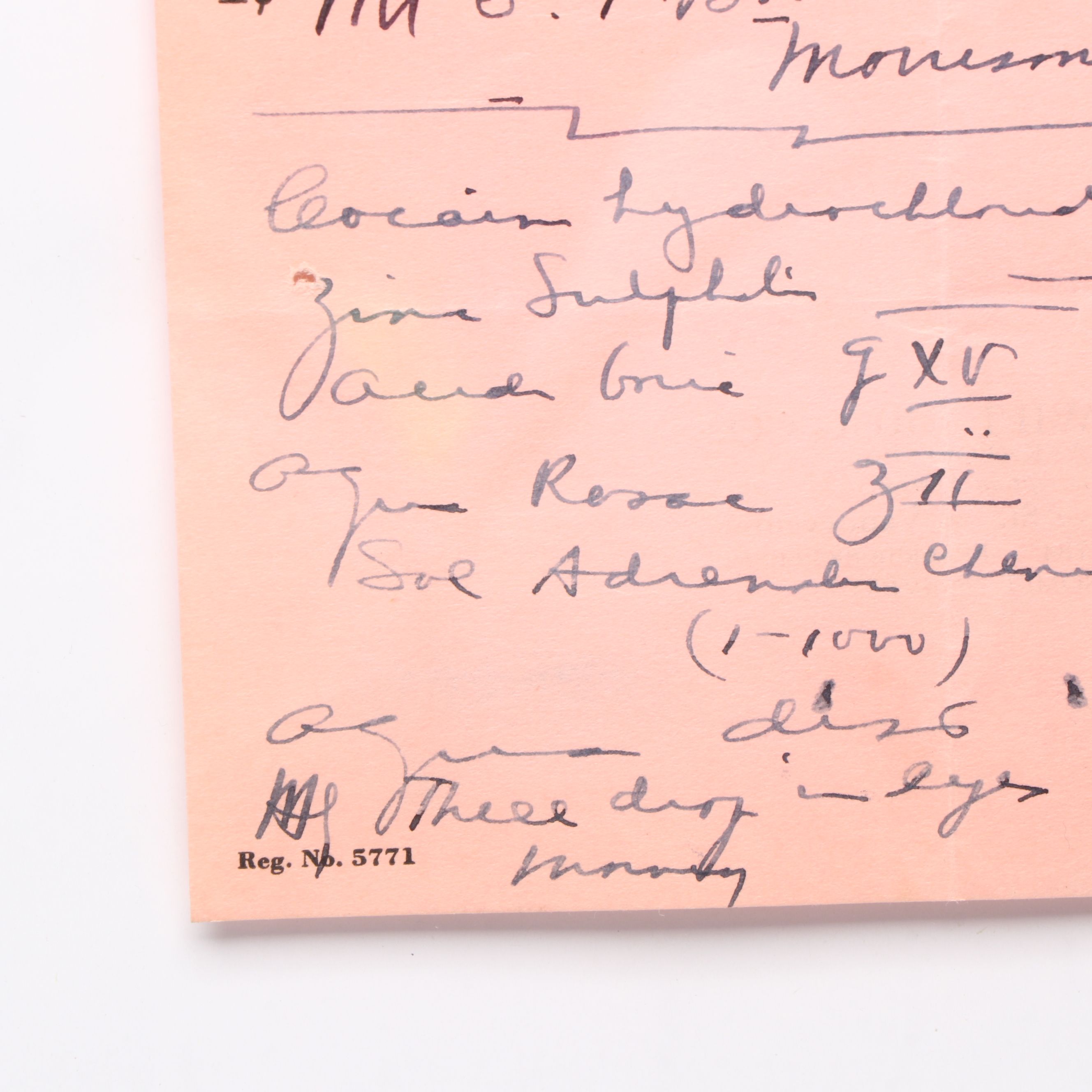 Prescription Form for Cocaine, 1936