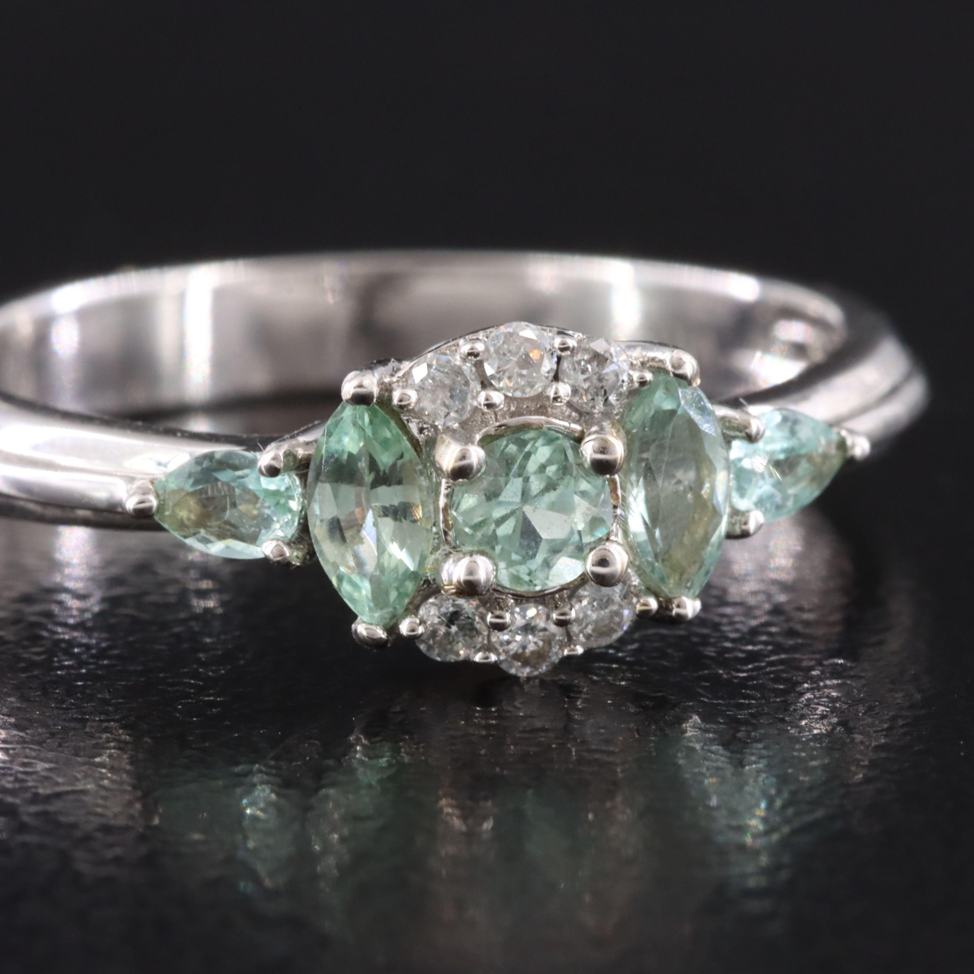 14K Paraiba Tourmaline and Diamond Ring with IGI Jewelry Report