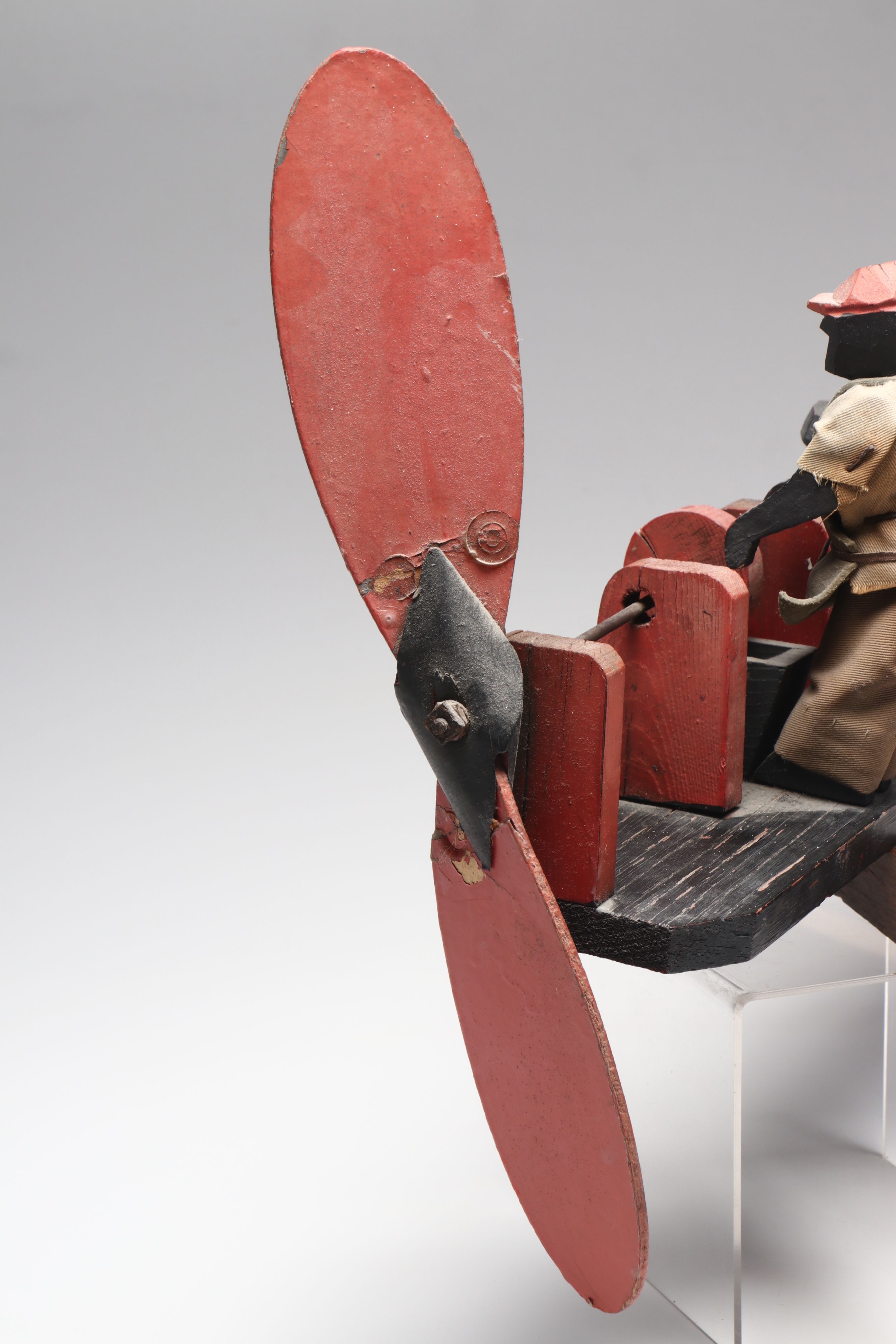 Folk Art Polychrome Whirligig of Figures Working Whetstone, Early 20th Century