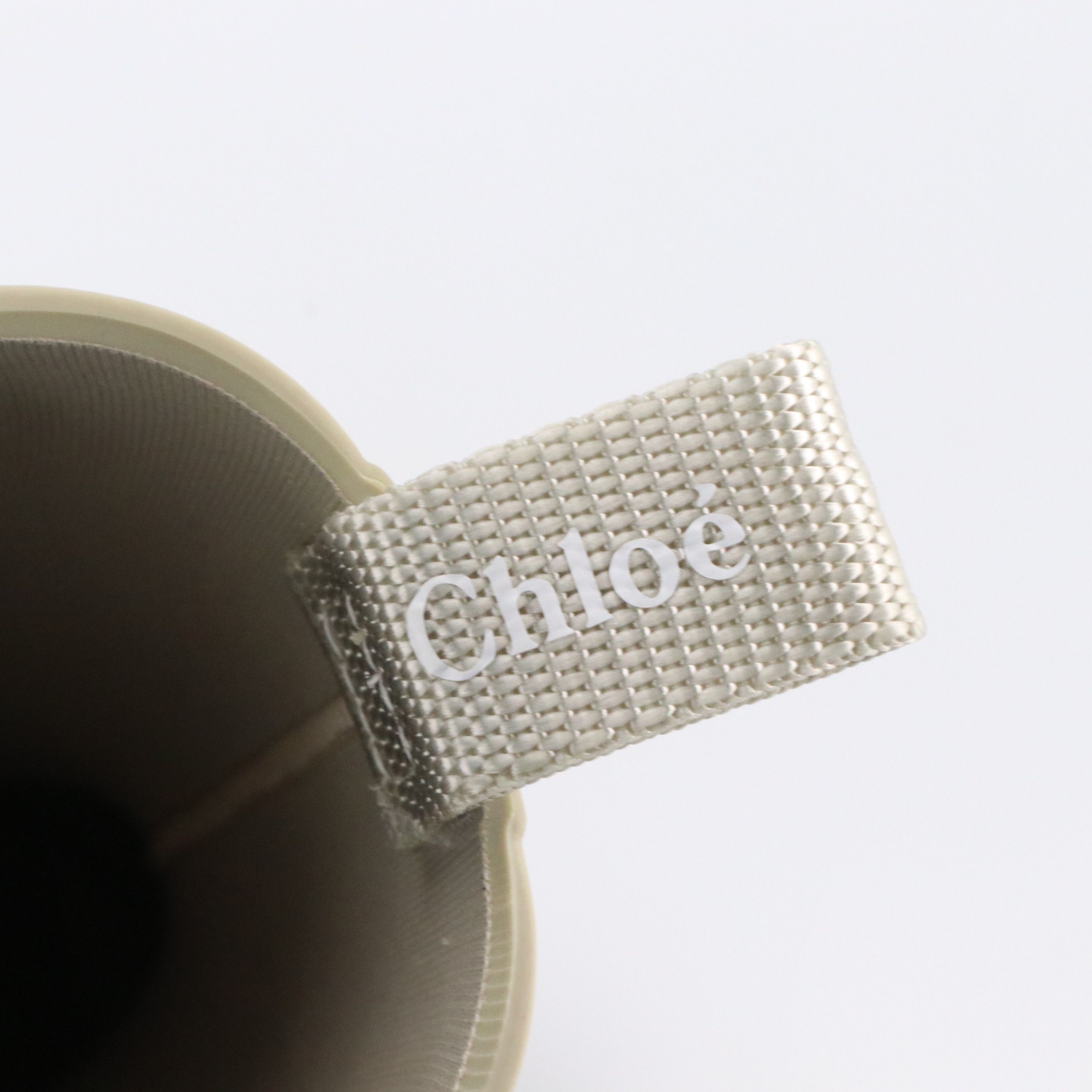 Chloé "Betty" Heeled Rain Boots in Nomad Beige Rubber