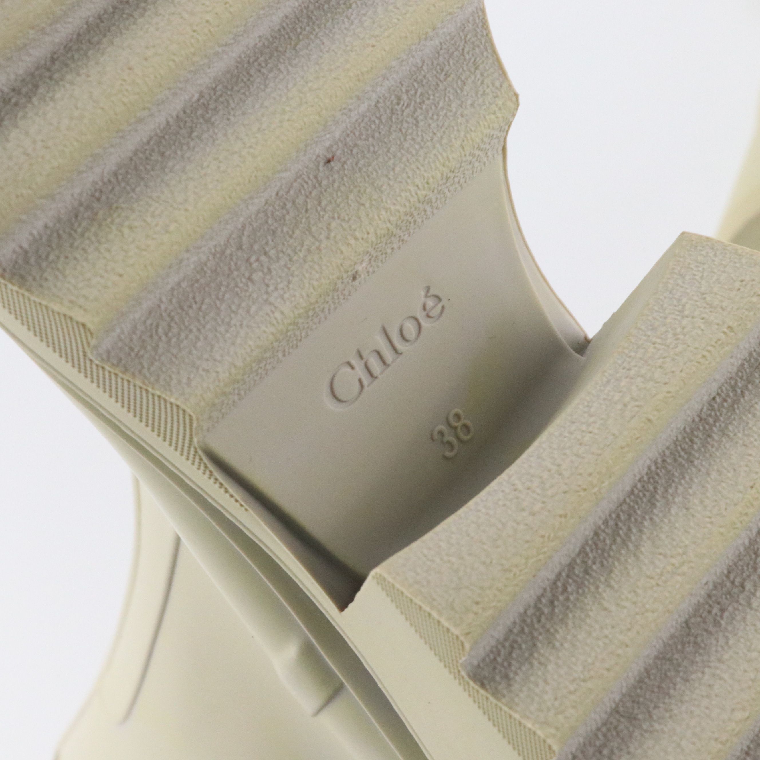 Chloé "Betty" Heeled Rain Boots in Nomad Beige Rubber