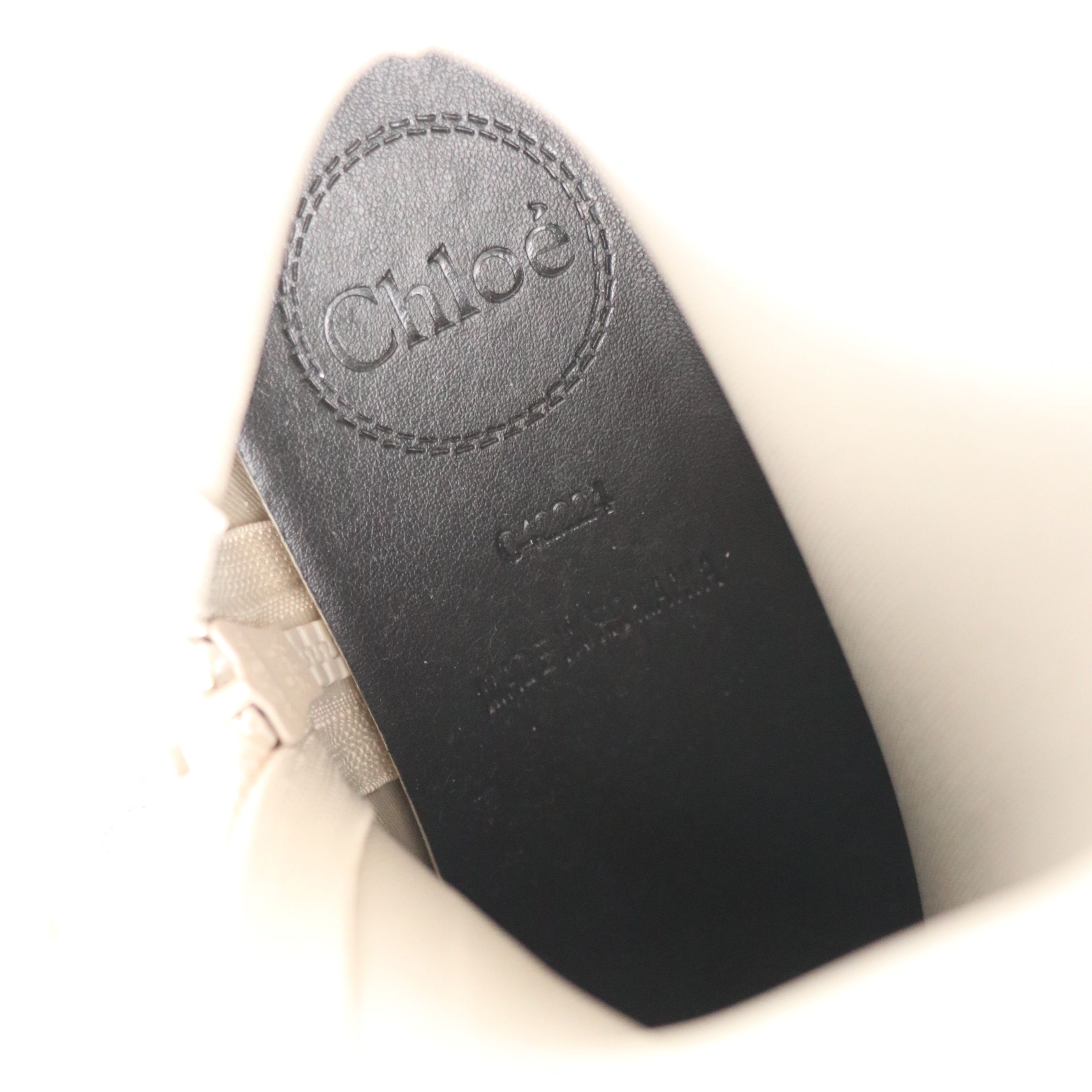 Chloé "Betty" Heeled Rain Boots in Nomad Beige Rubber