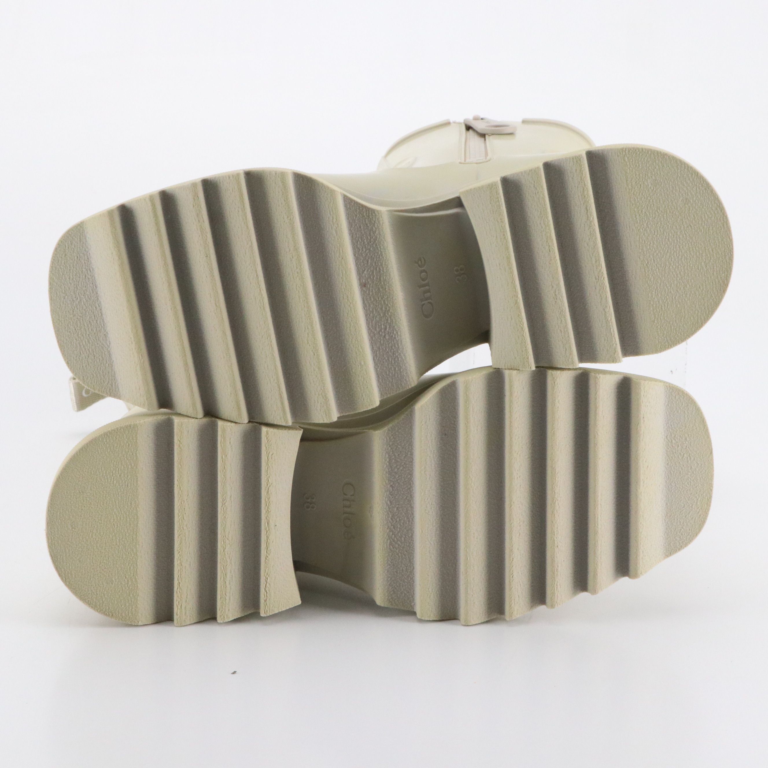 Chloé "Betty" Heeled Rain Boots in Nomad Beige Rubber