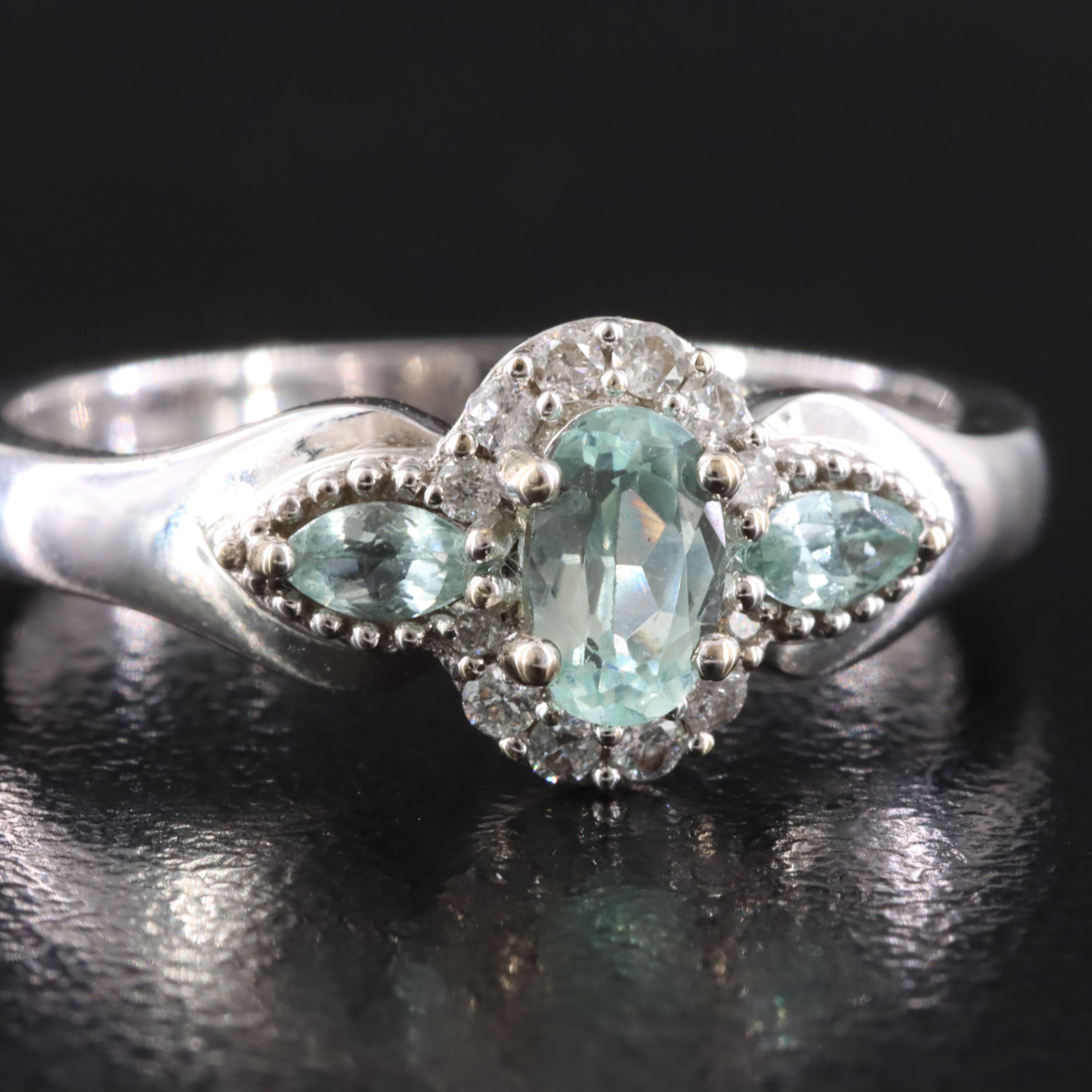 14K Paraiba Tourmaline and Diamond Ring with IGI Jewelry Report