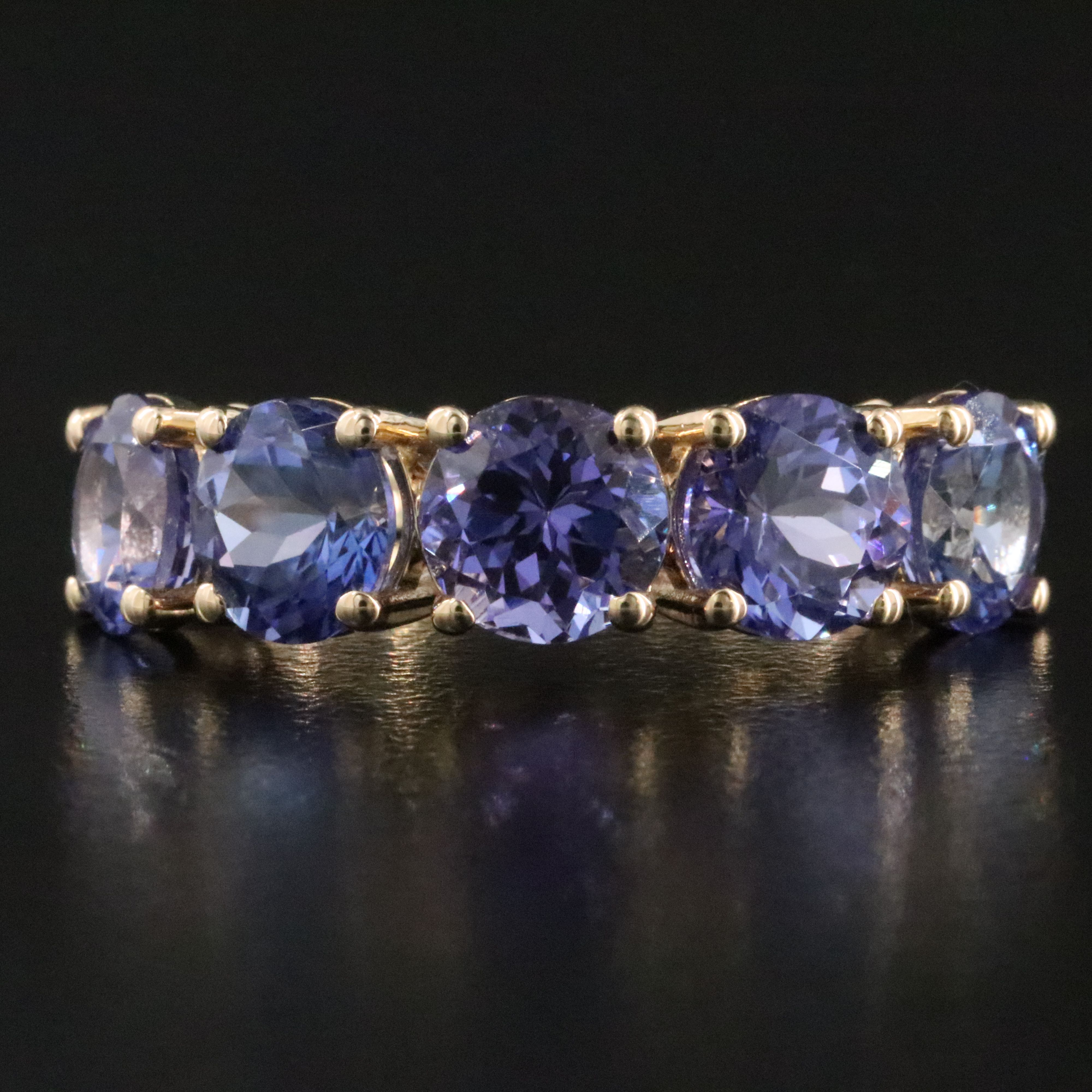 14K 5.01 CTW Tanzanite Five Stone Ring