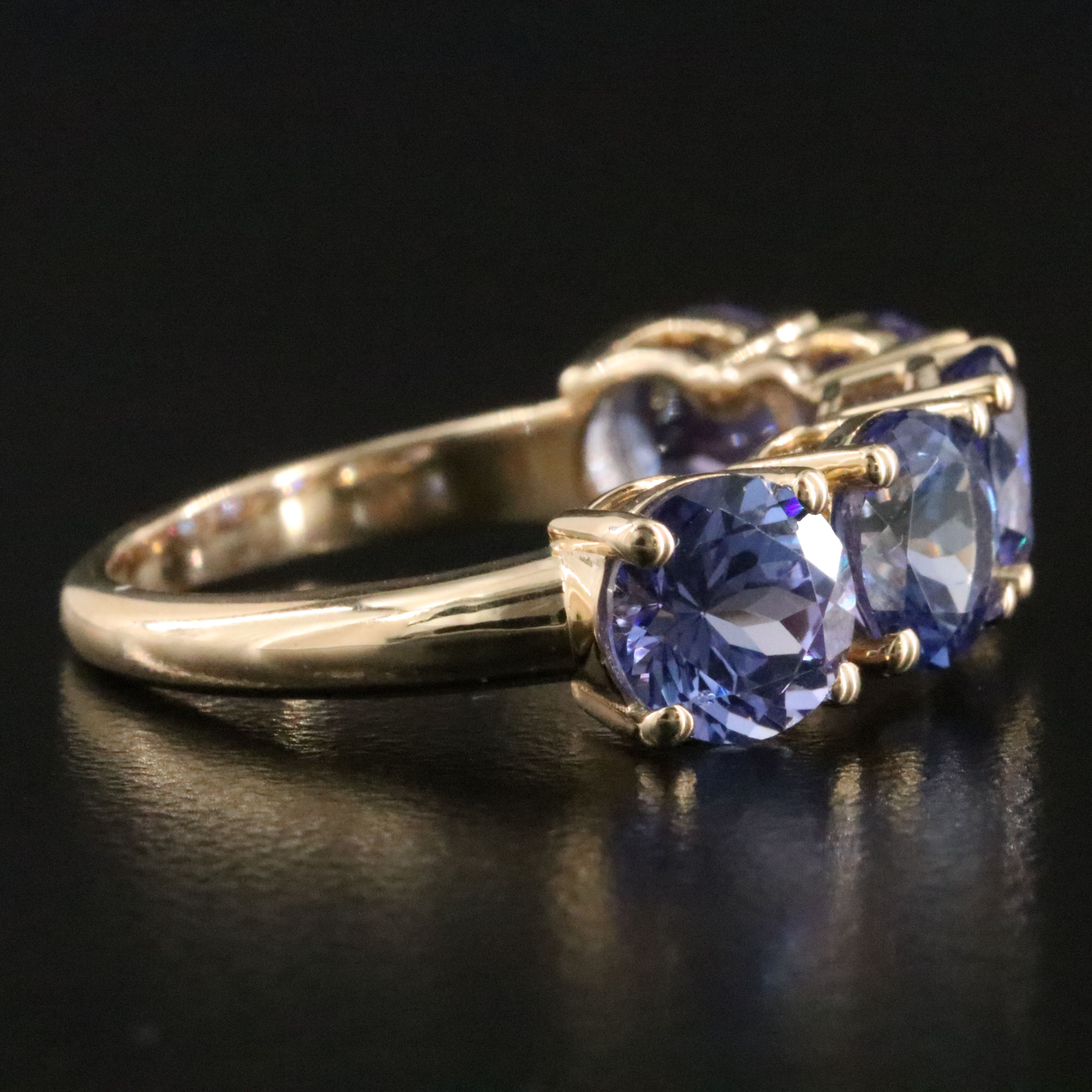 14K 5.01 CTW Tanzanite Five Stone Ring